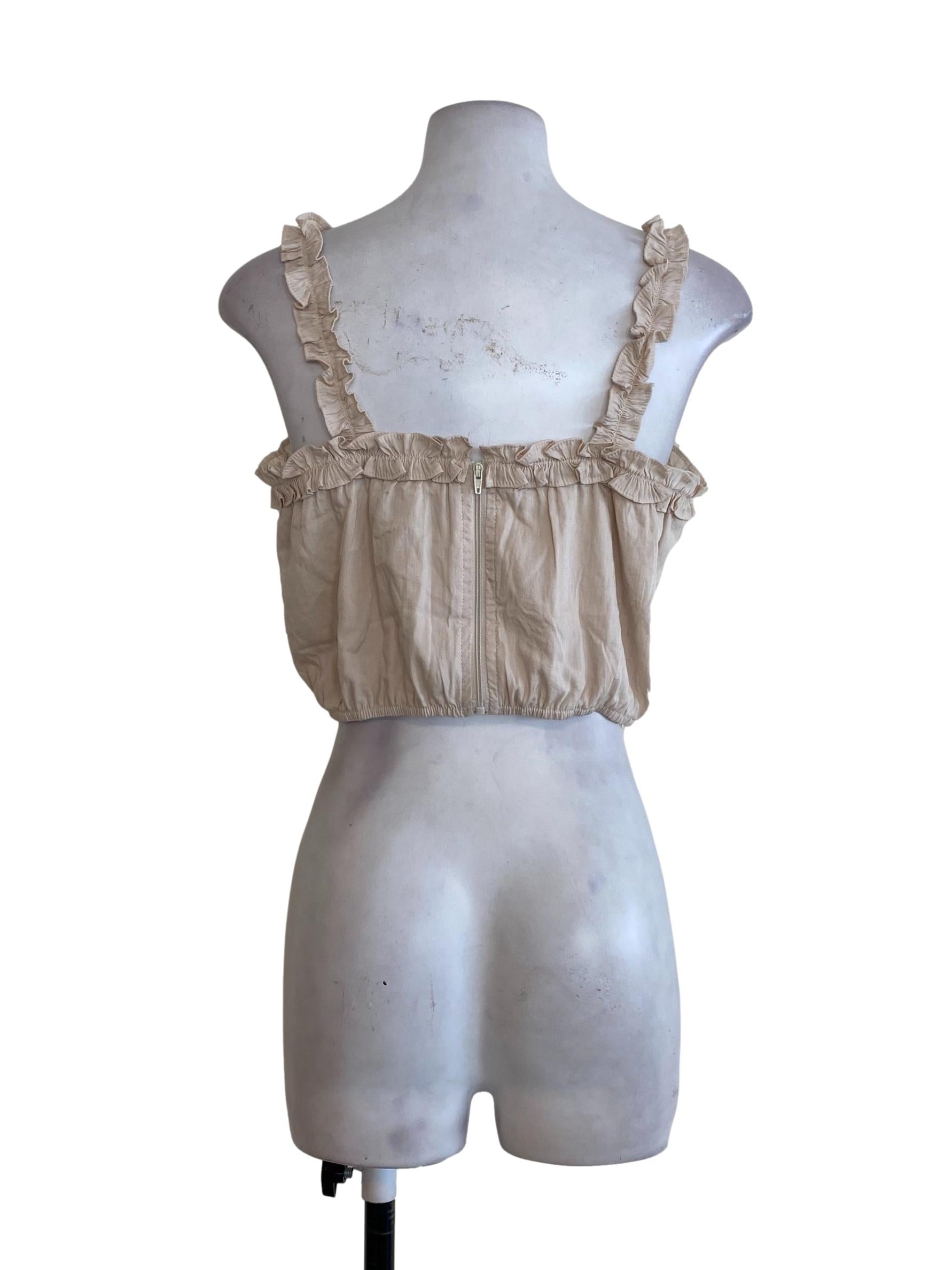Beige Ruffle Crop Top