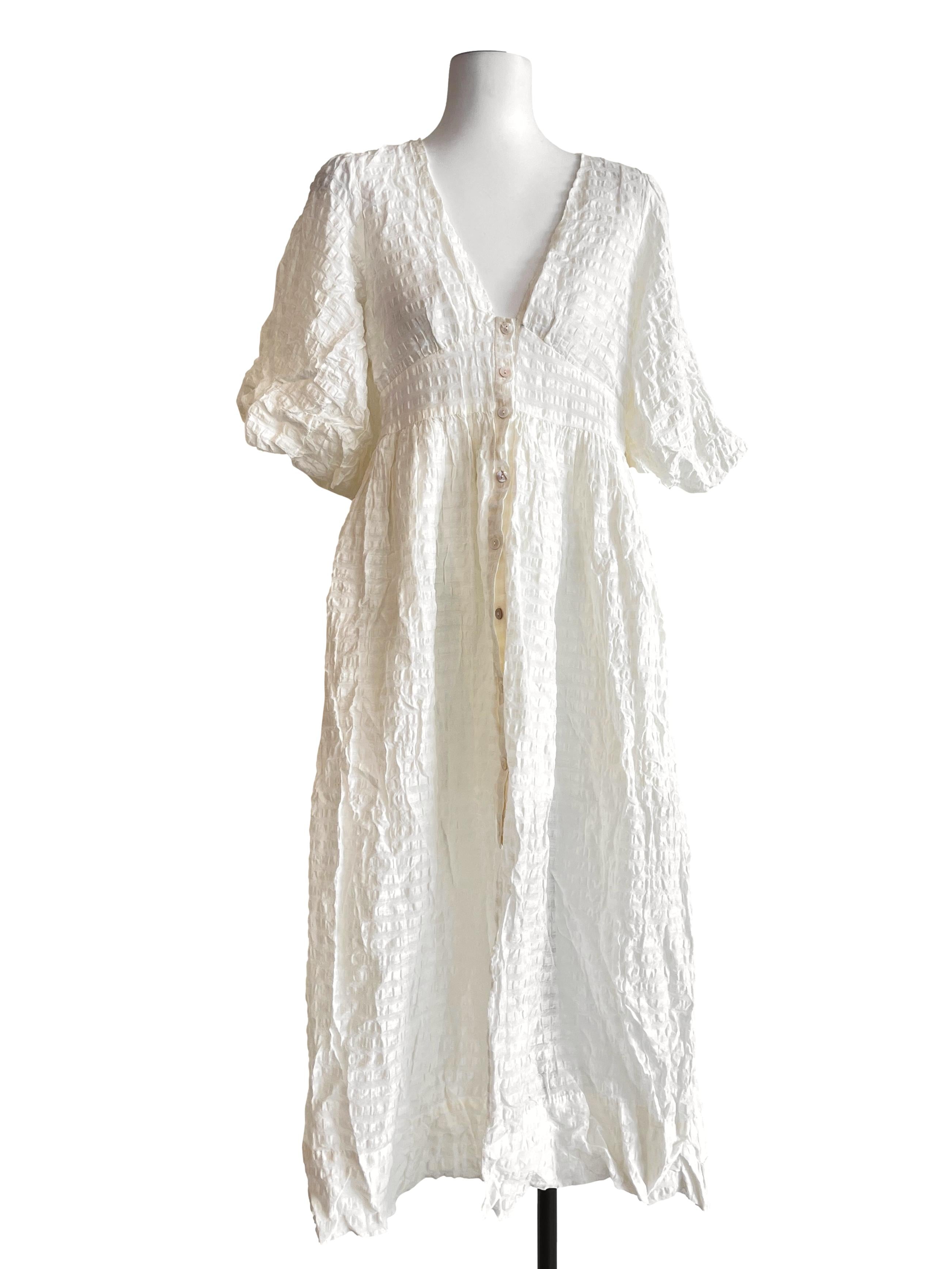 Pearl White V-Neck A-Line Dress