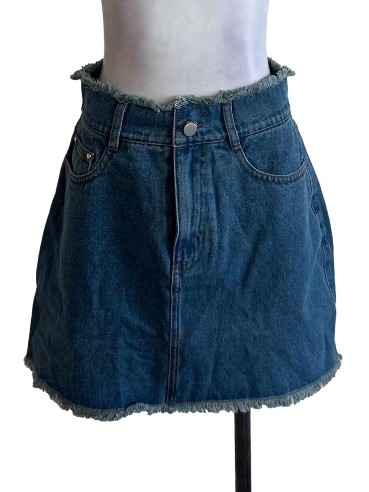 Blue Denim Casual Skorts