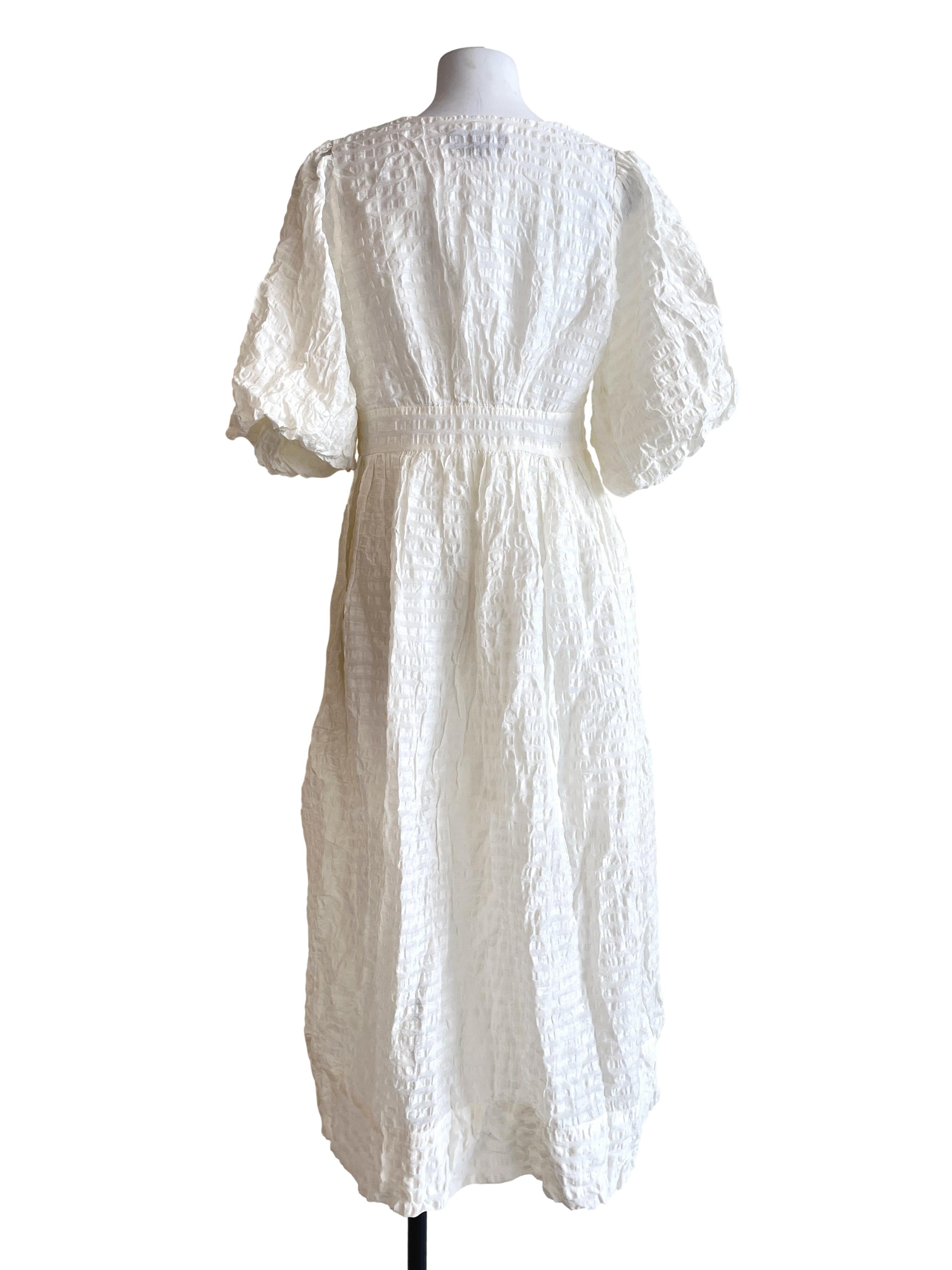 Pearl White V-Neck A-Line Dress