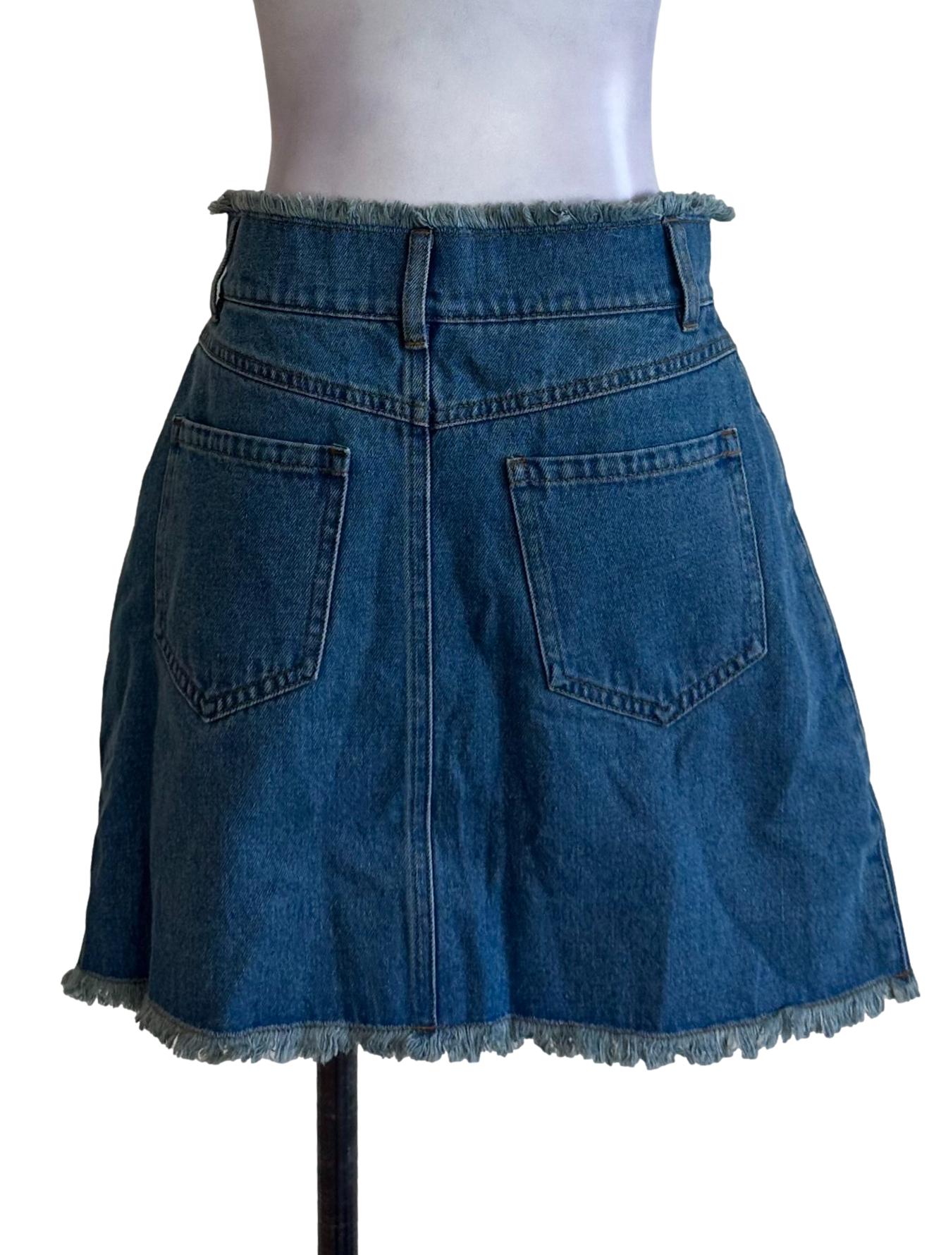 Blue Denim Casual Skorts
