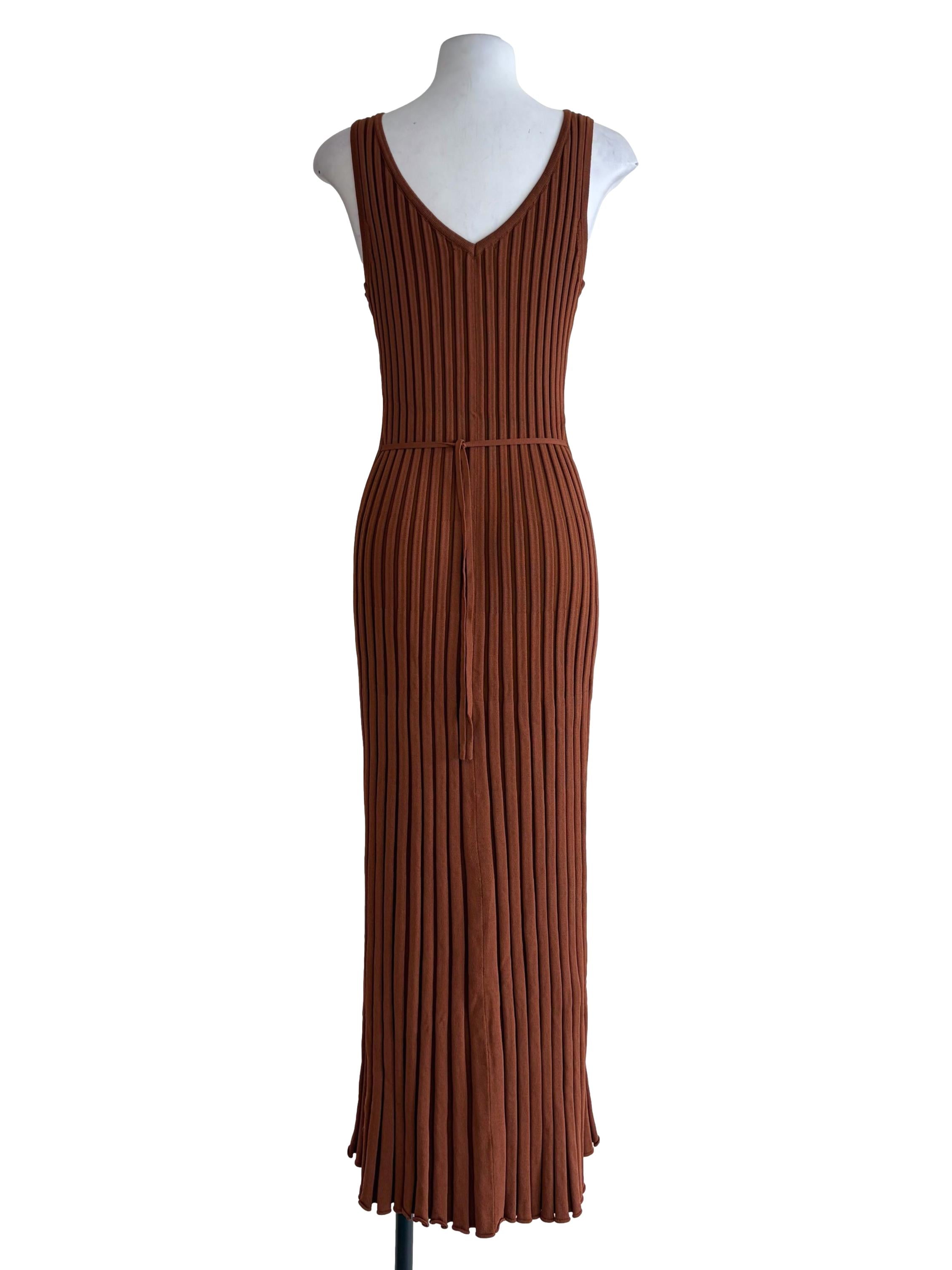 Peanut Brown V-Neck Bodycon Dress