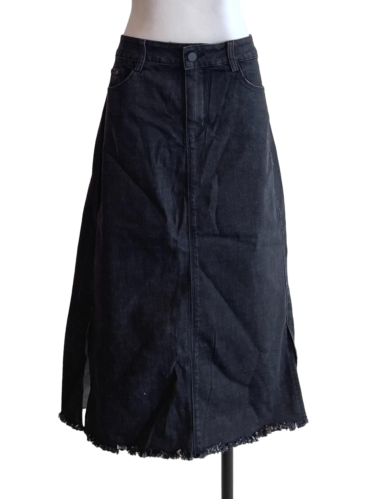 Shadow Distressed Denim Skirt