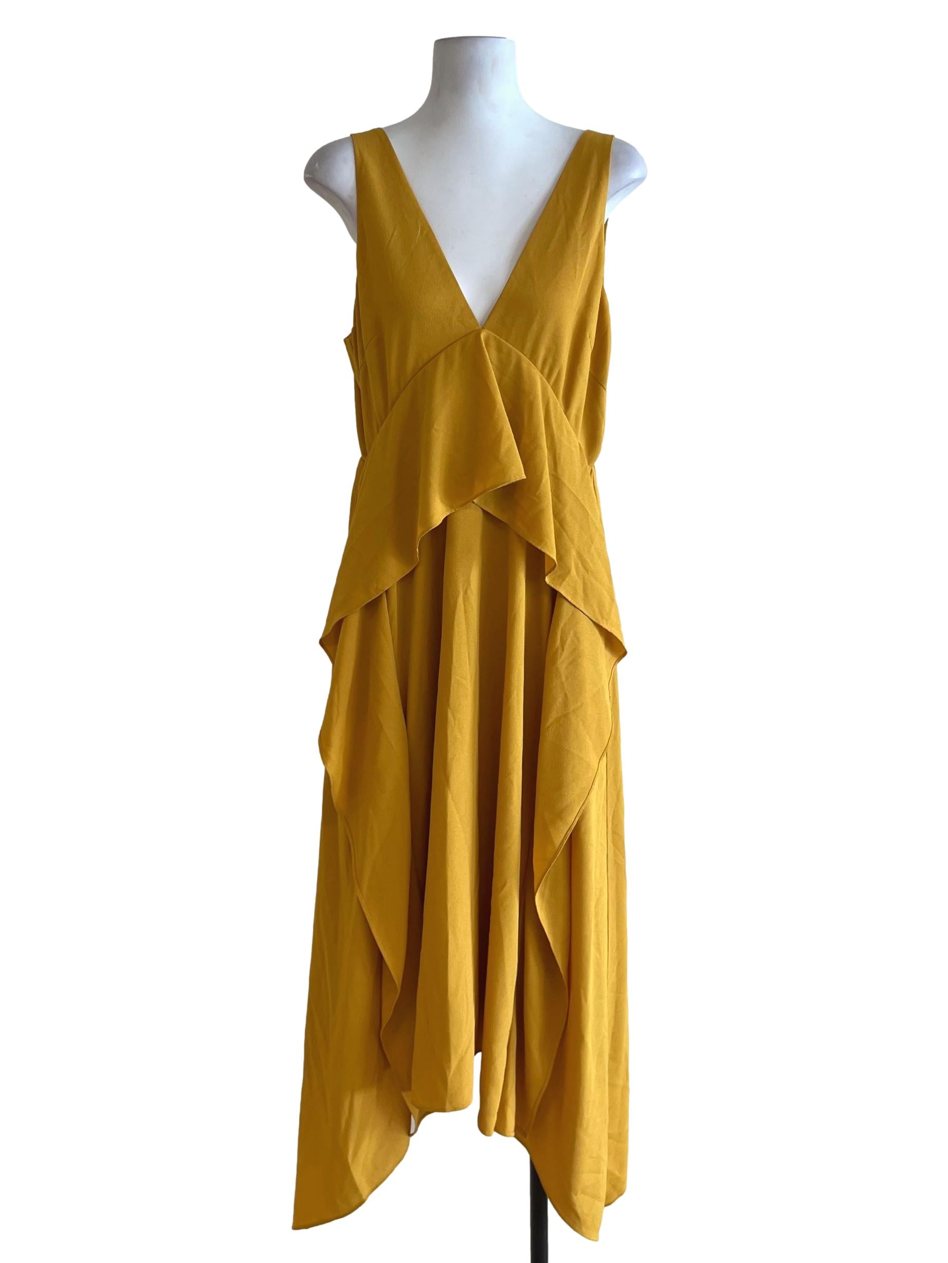 Canary Yellow V-Neckline Babydoll Dress