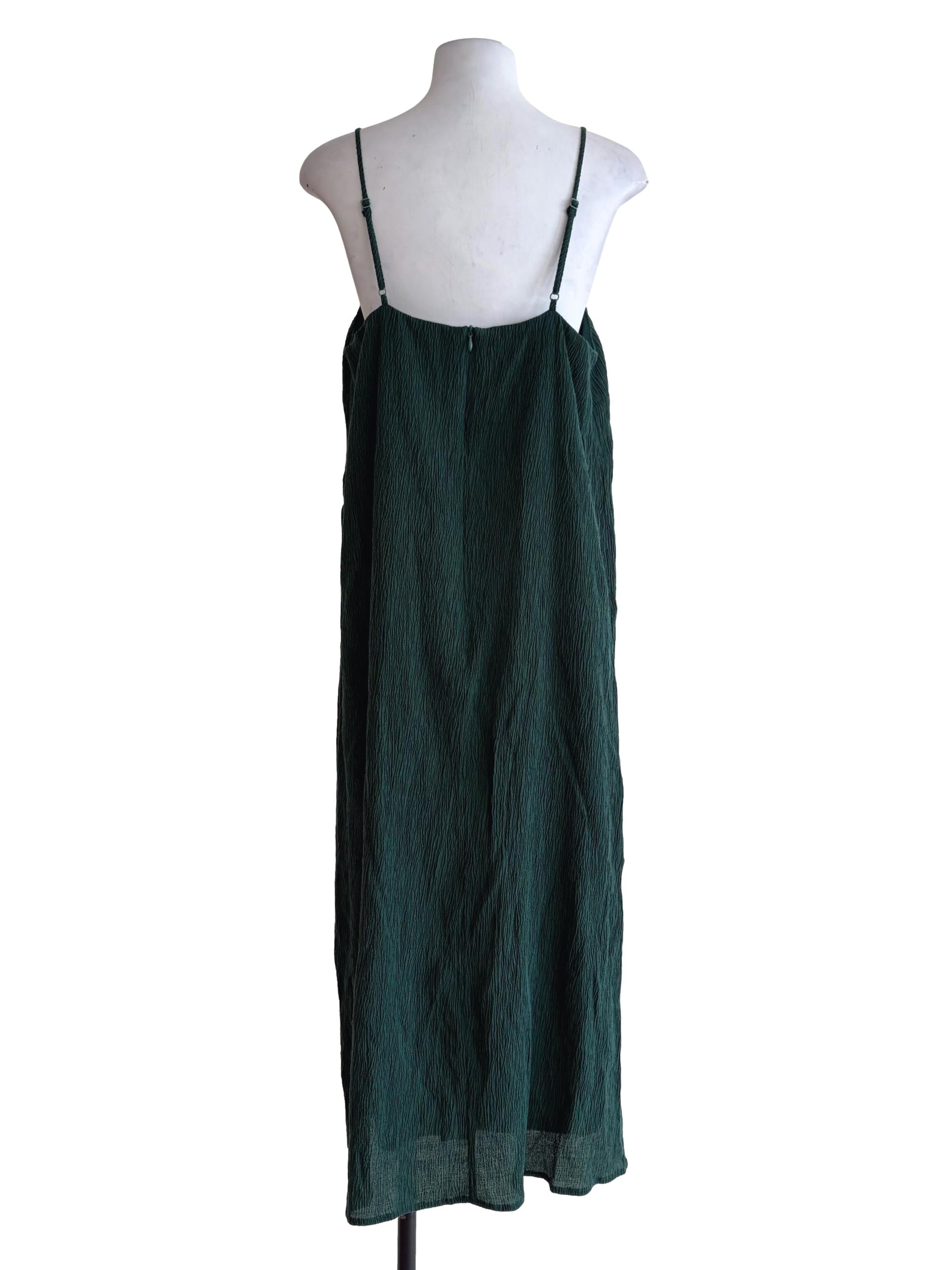 Dark Emerald Green Textured Slip Dress
