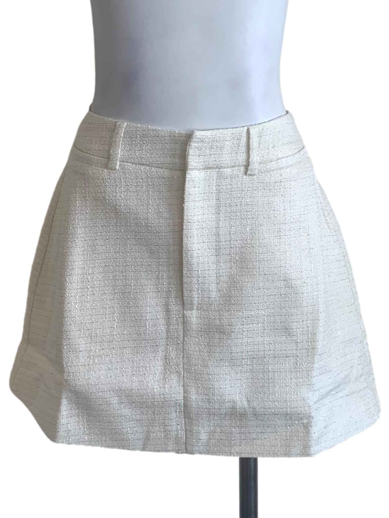 Alabaster White Tweed Skirt