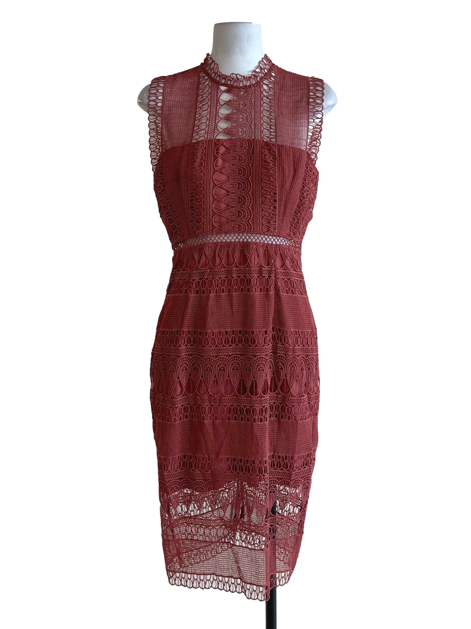 Blush Red Lace A-Line Dress