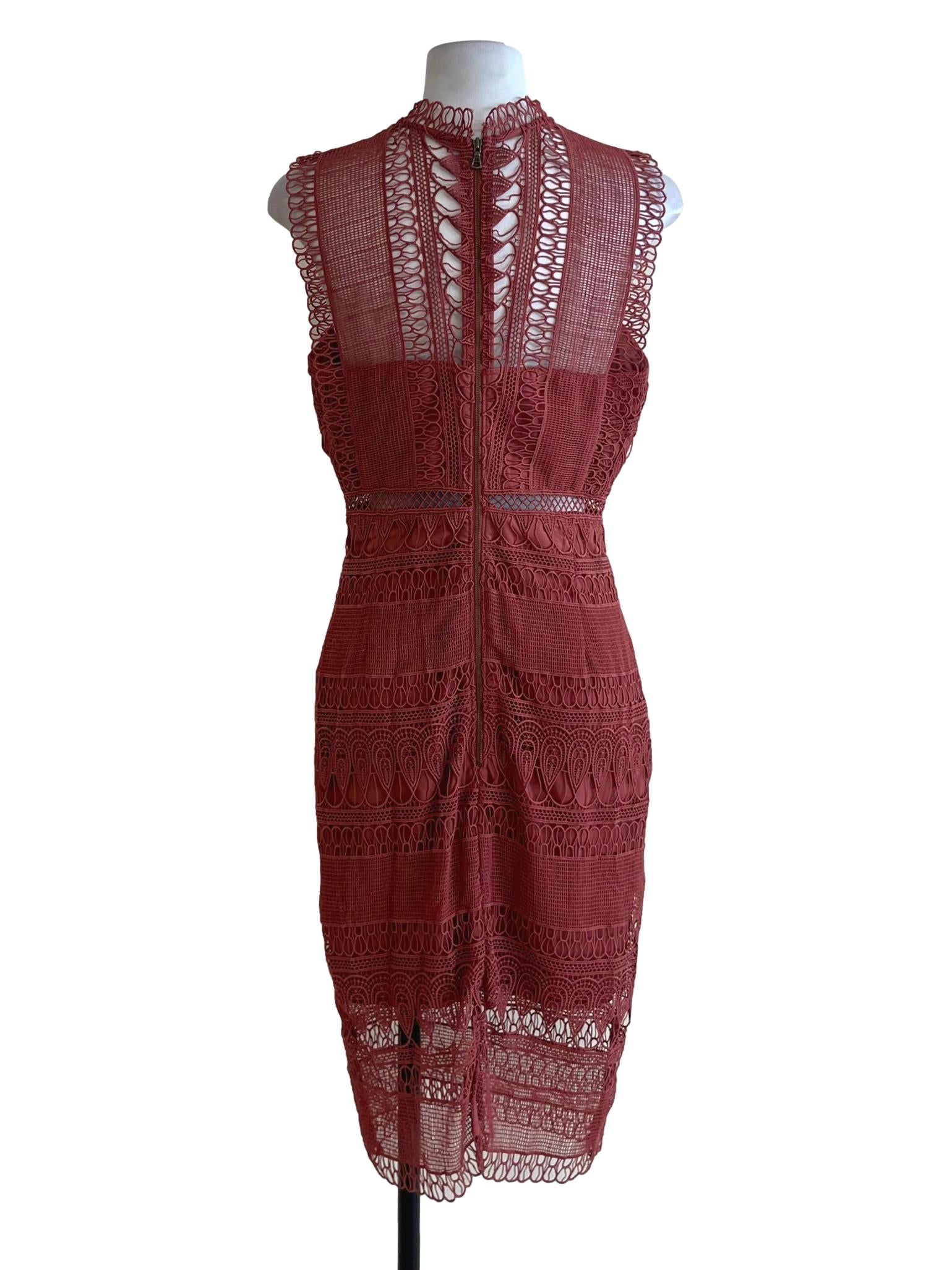 Blush Red Lace A-Line Dress