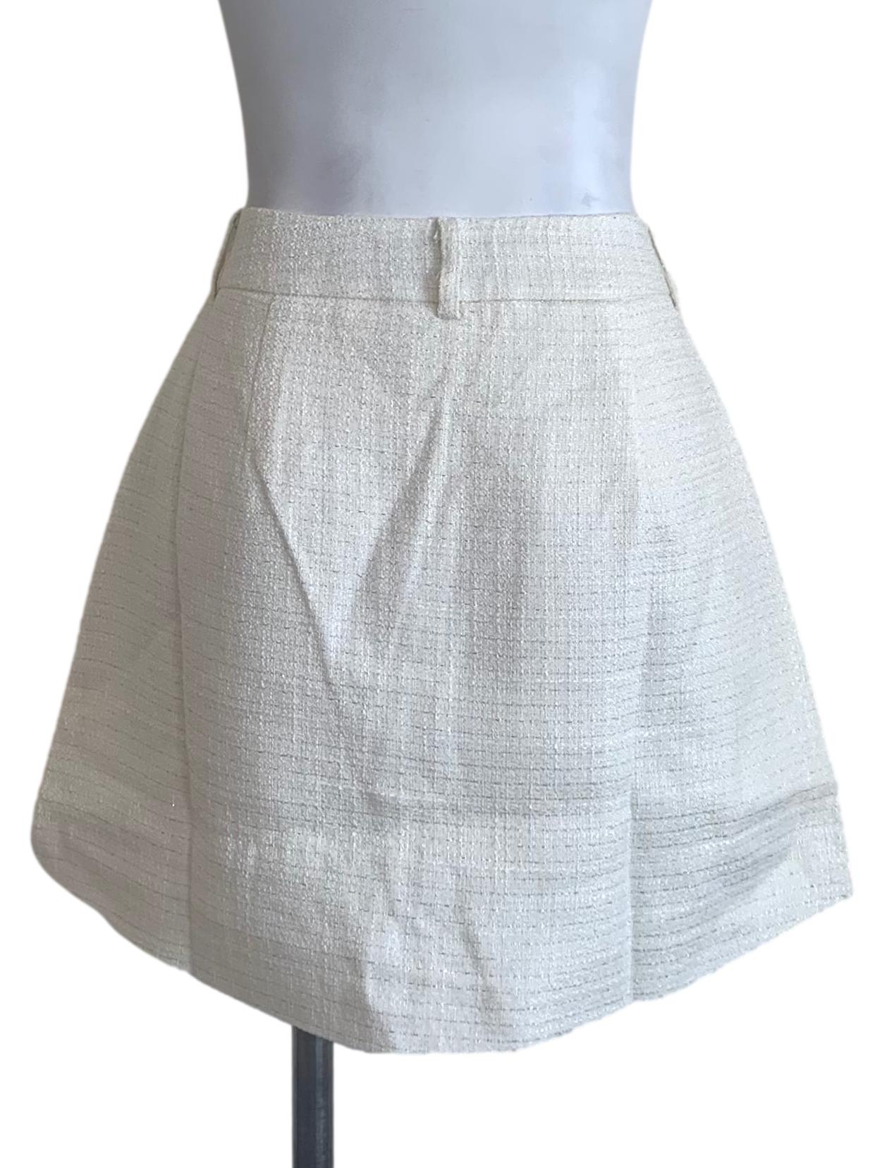 Alabaster White Tweed Skirt