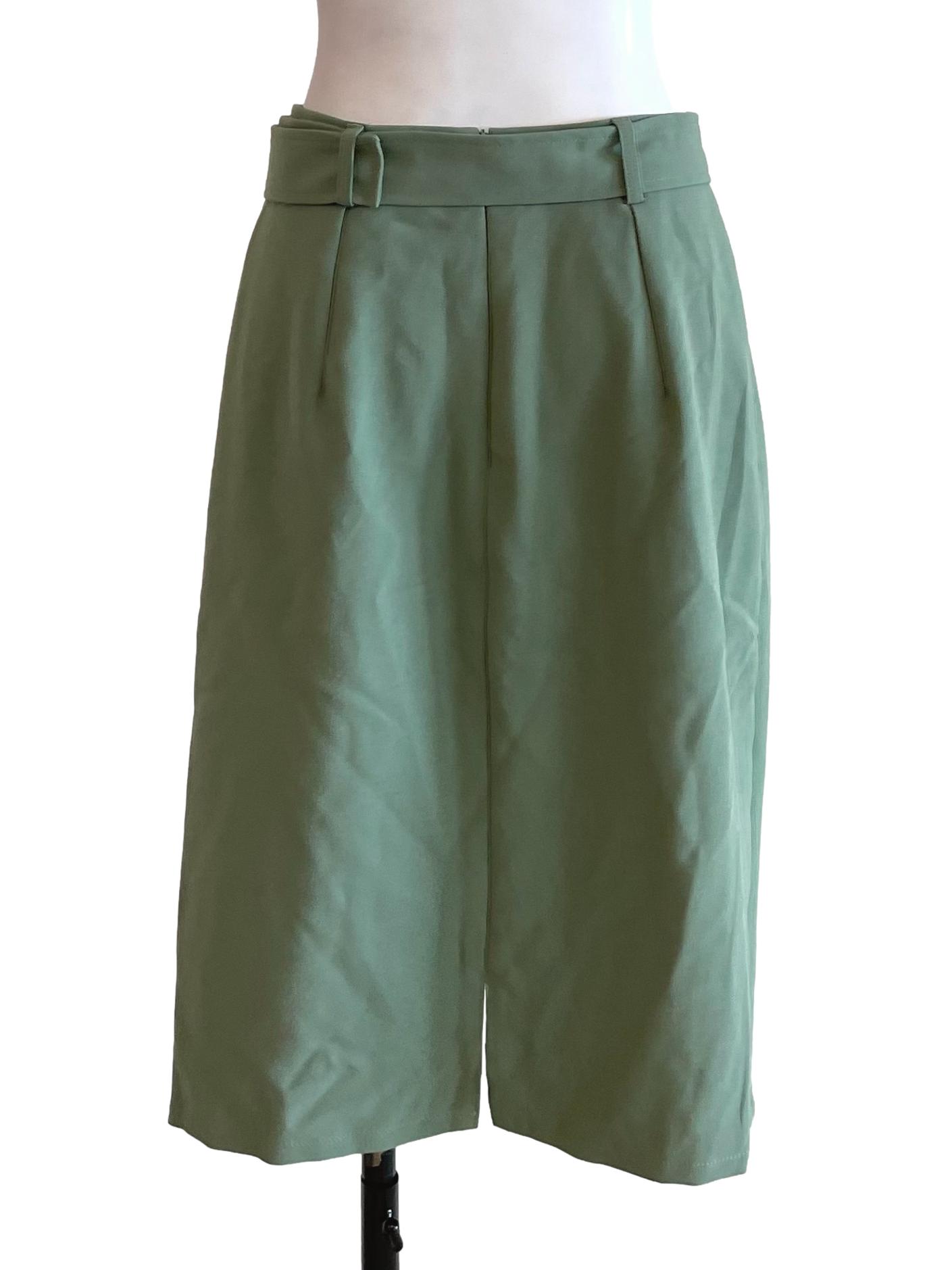 Olive Green Pocket Pencil Skirt