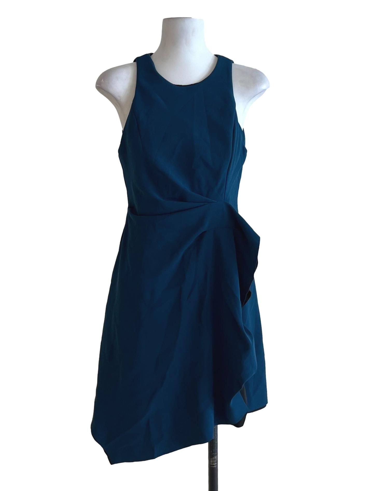 Aegean Blue Jewel Neckline A-Line Dress