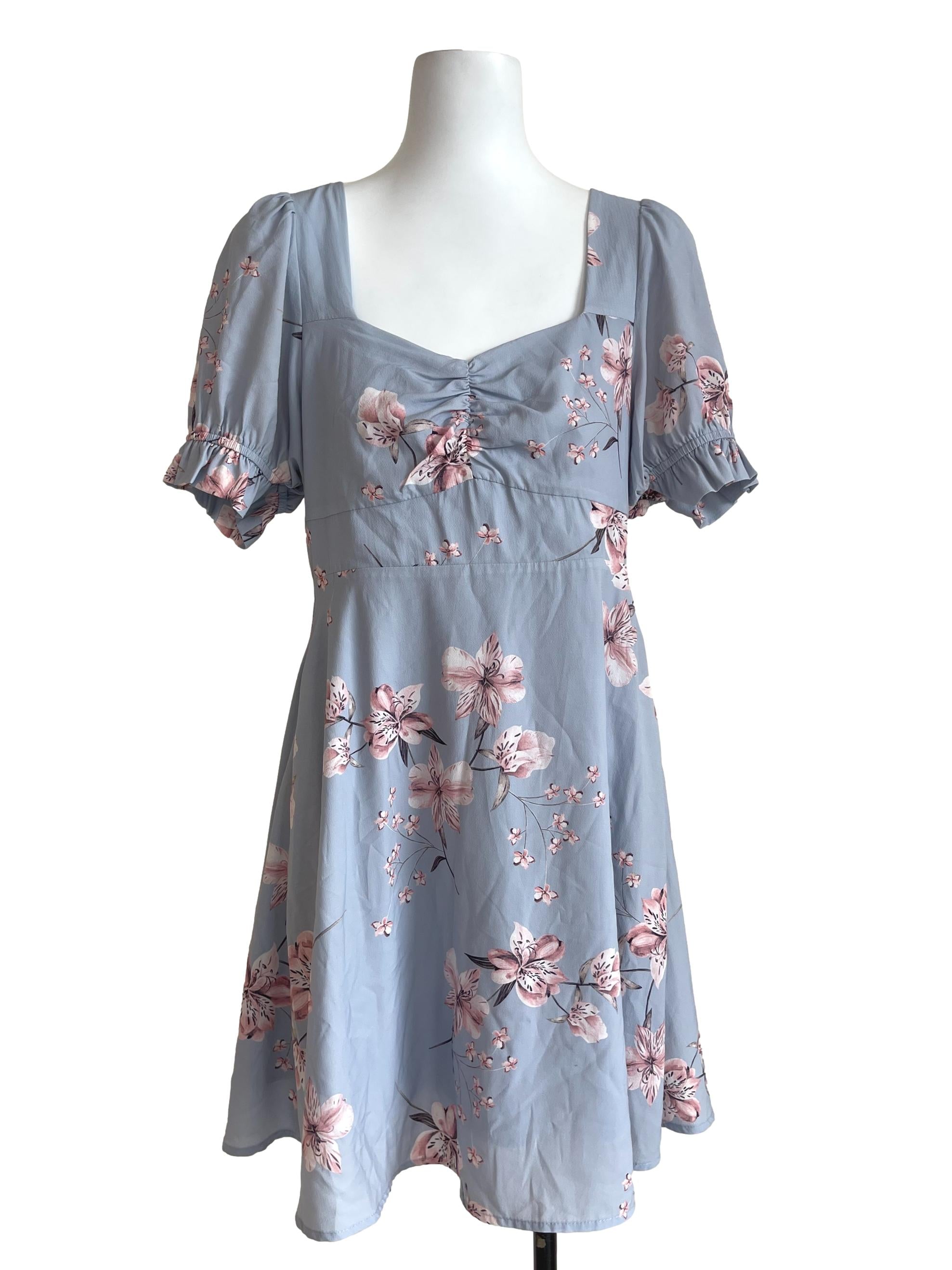 Sky Blue Floral Dress