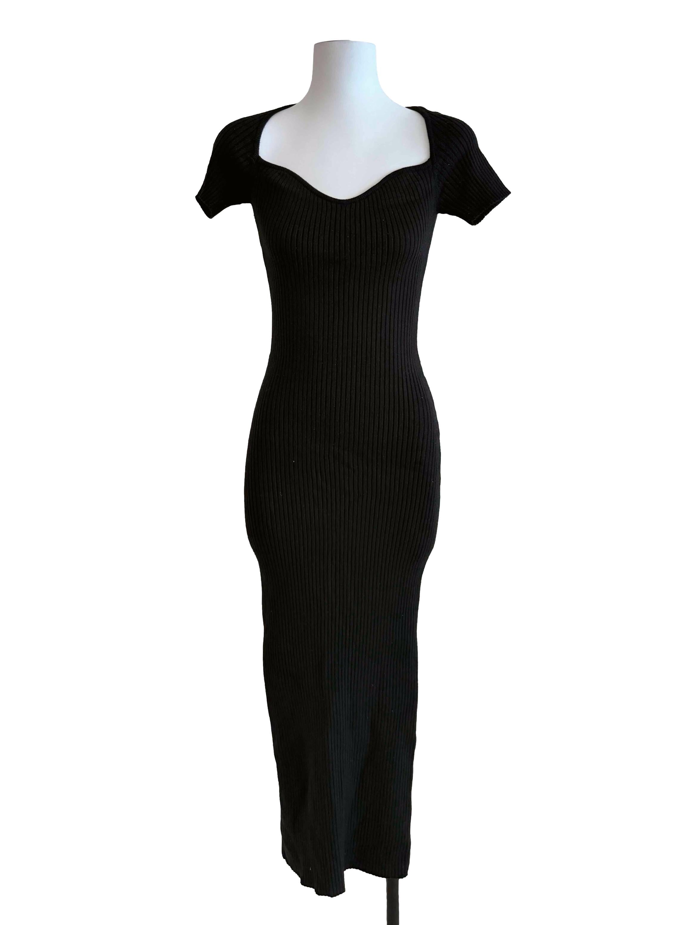 Jet Black Square Neck Bodycon Dress