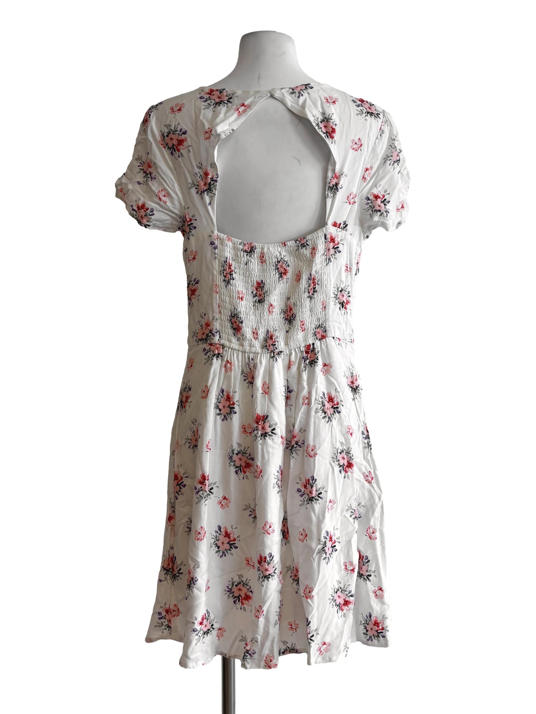 Pearl White Front Tie Floral Dress