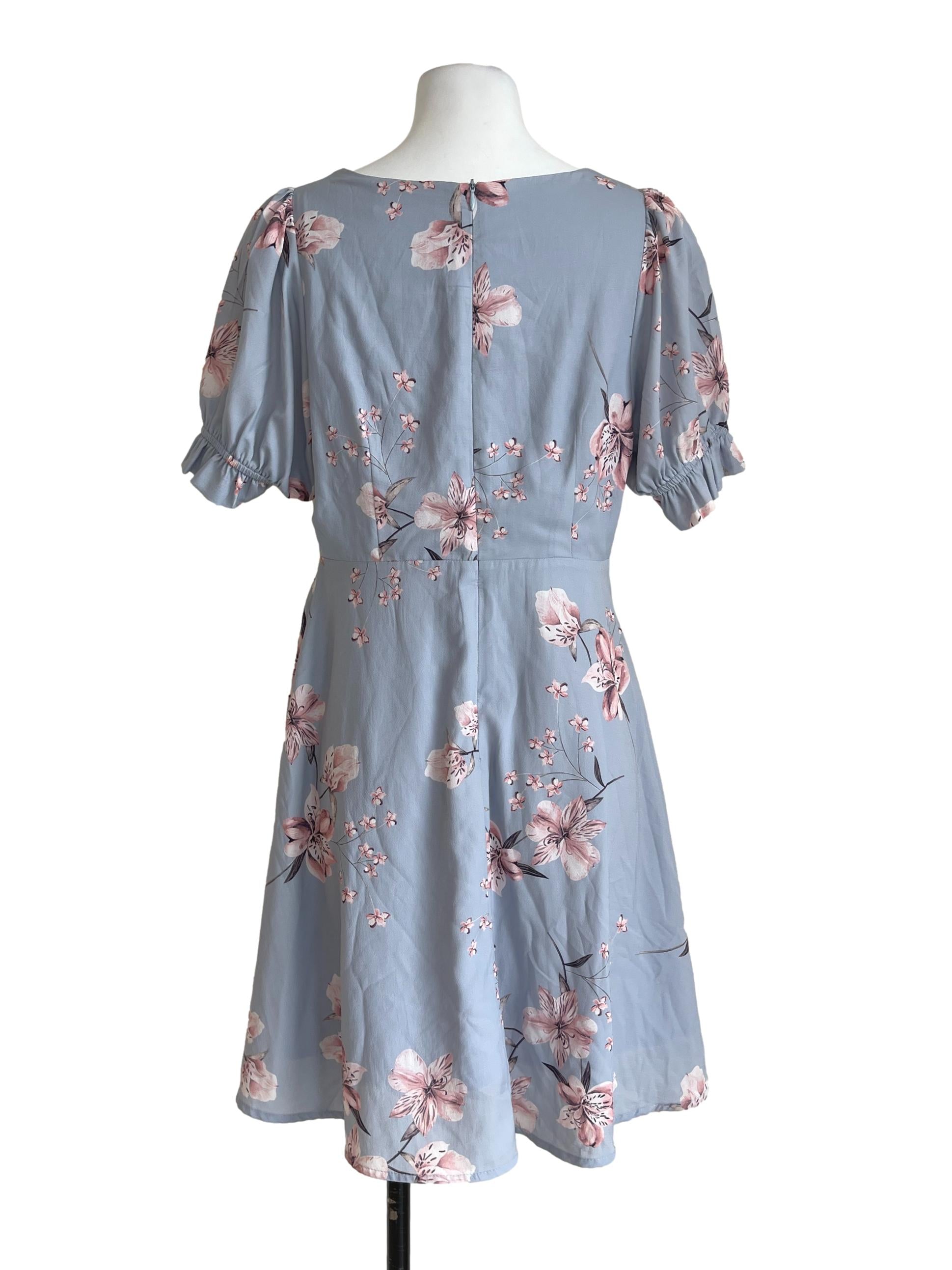 Sky Blue Floral Dress