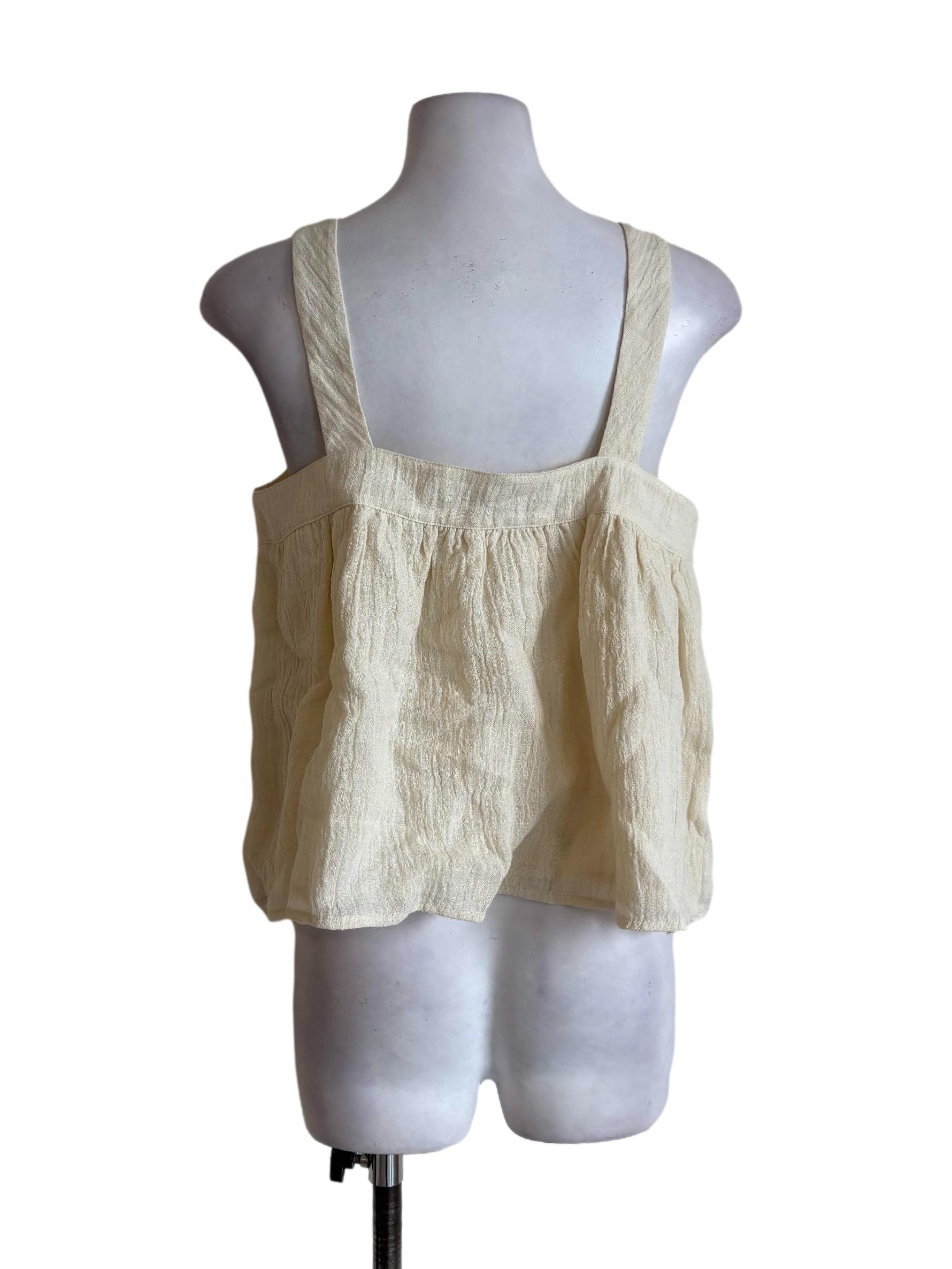 Cream Crinkled Tent Sleeveless Top