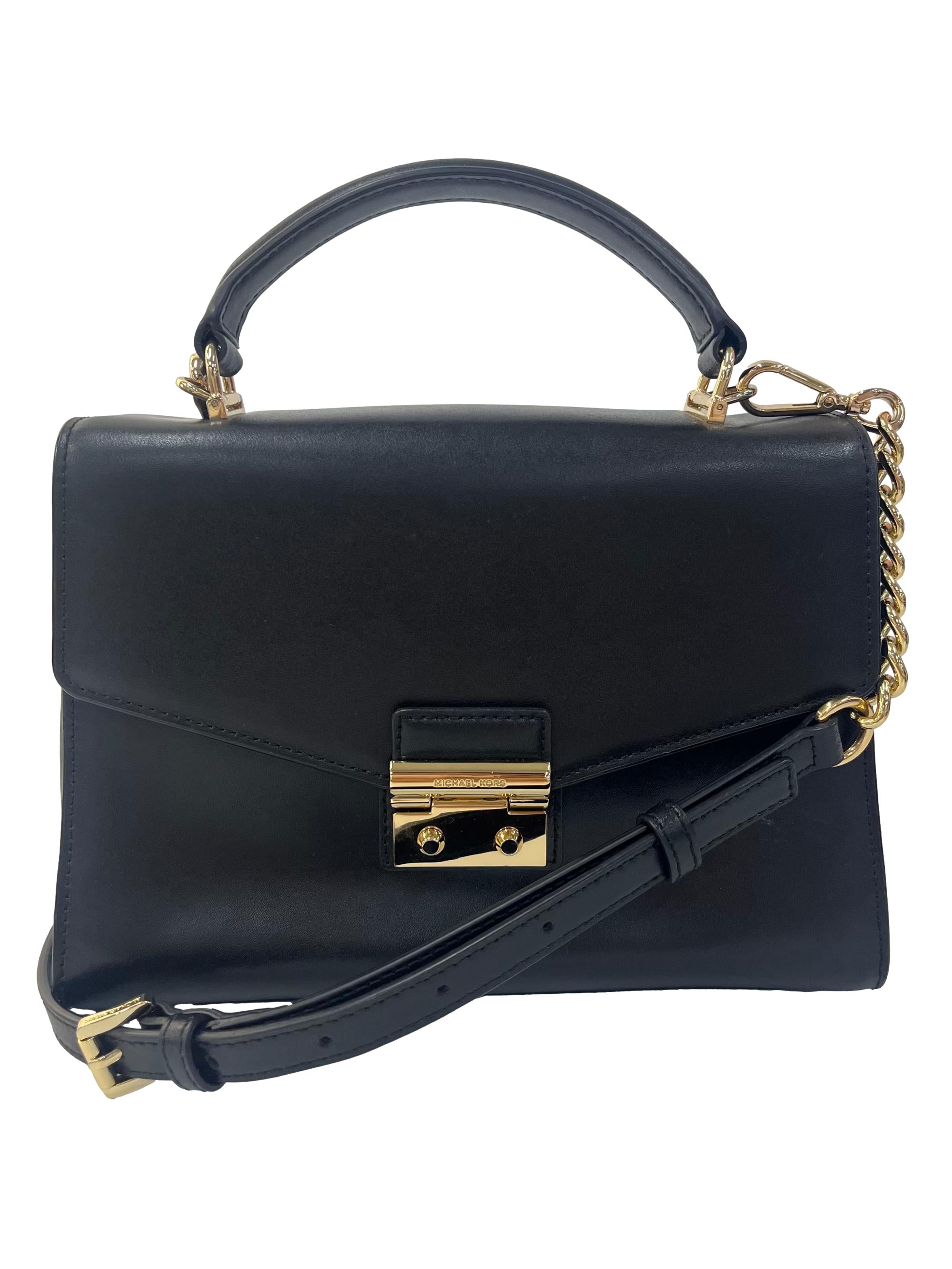 Black Leather Sloan Medium Satchel CSN