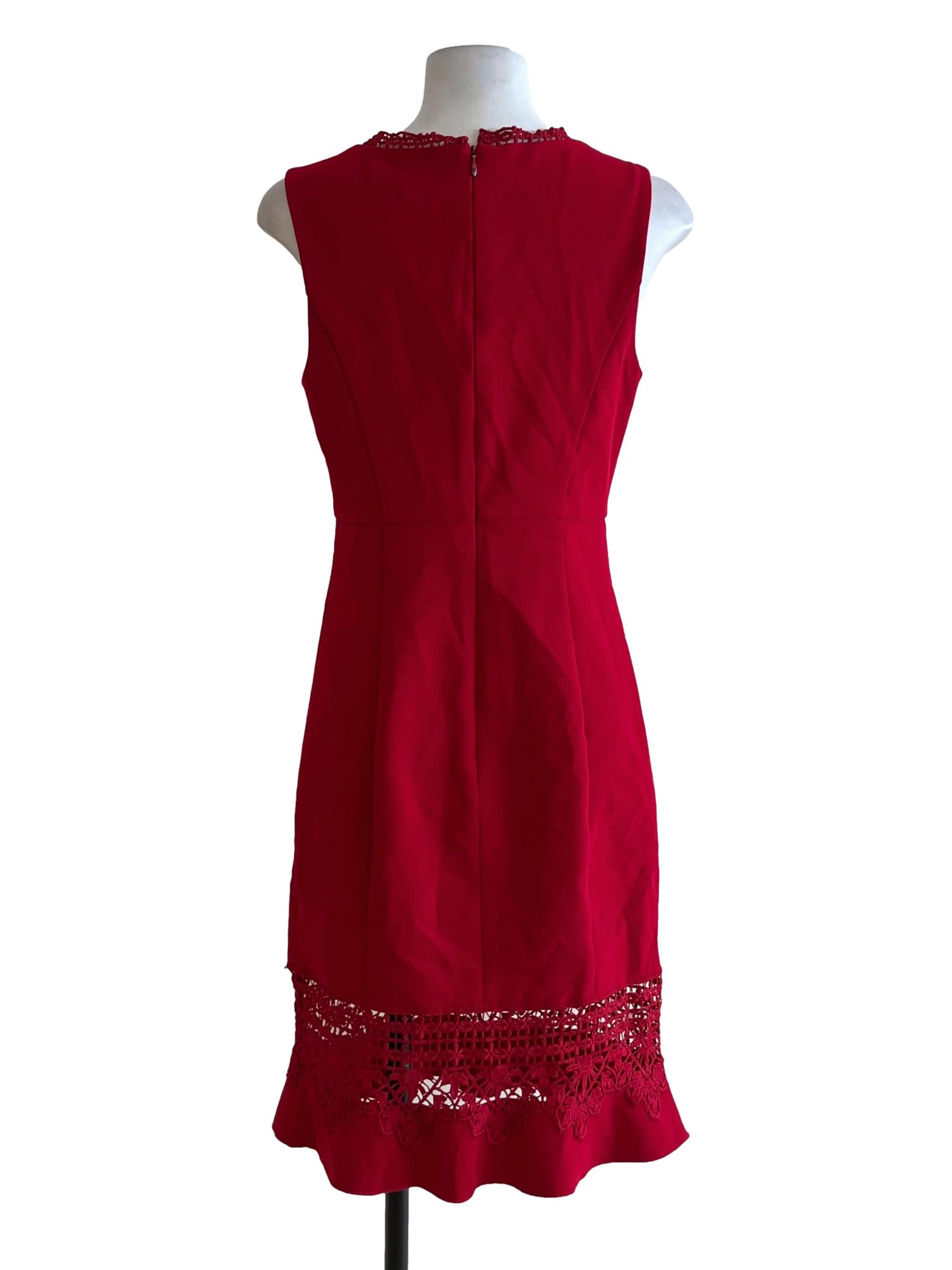 Crimson Red V-Neckline A-Line Dress