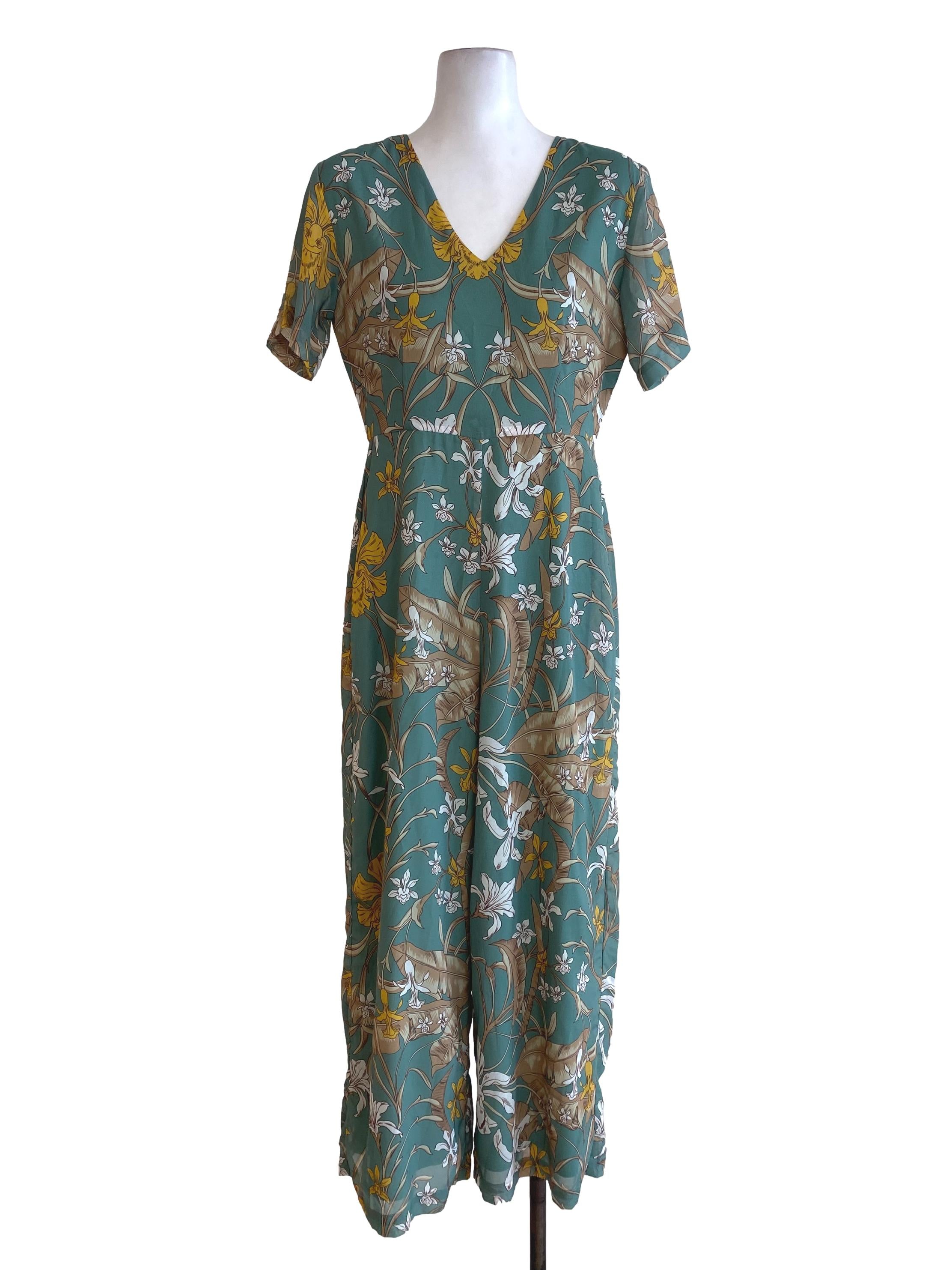 Green Floral Jumpsuits