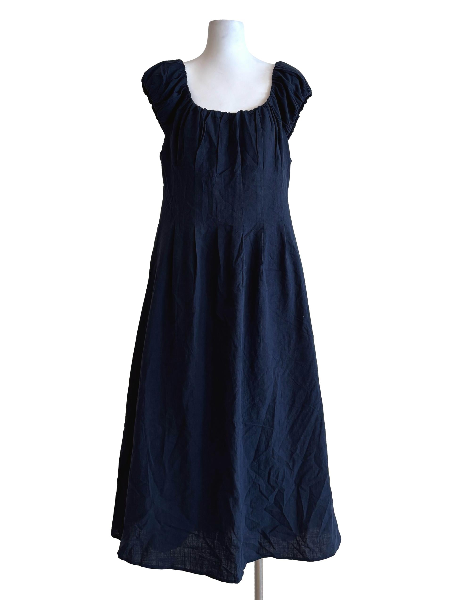 Navy Blue Sleeveless Cotton Dress TCL