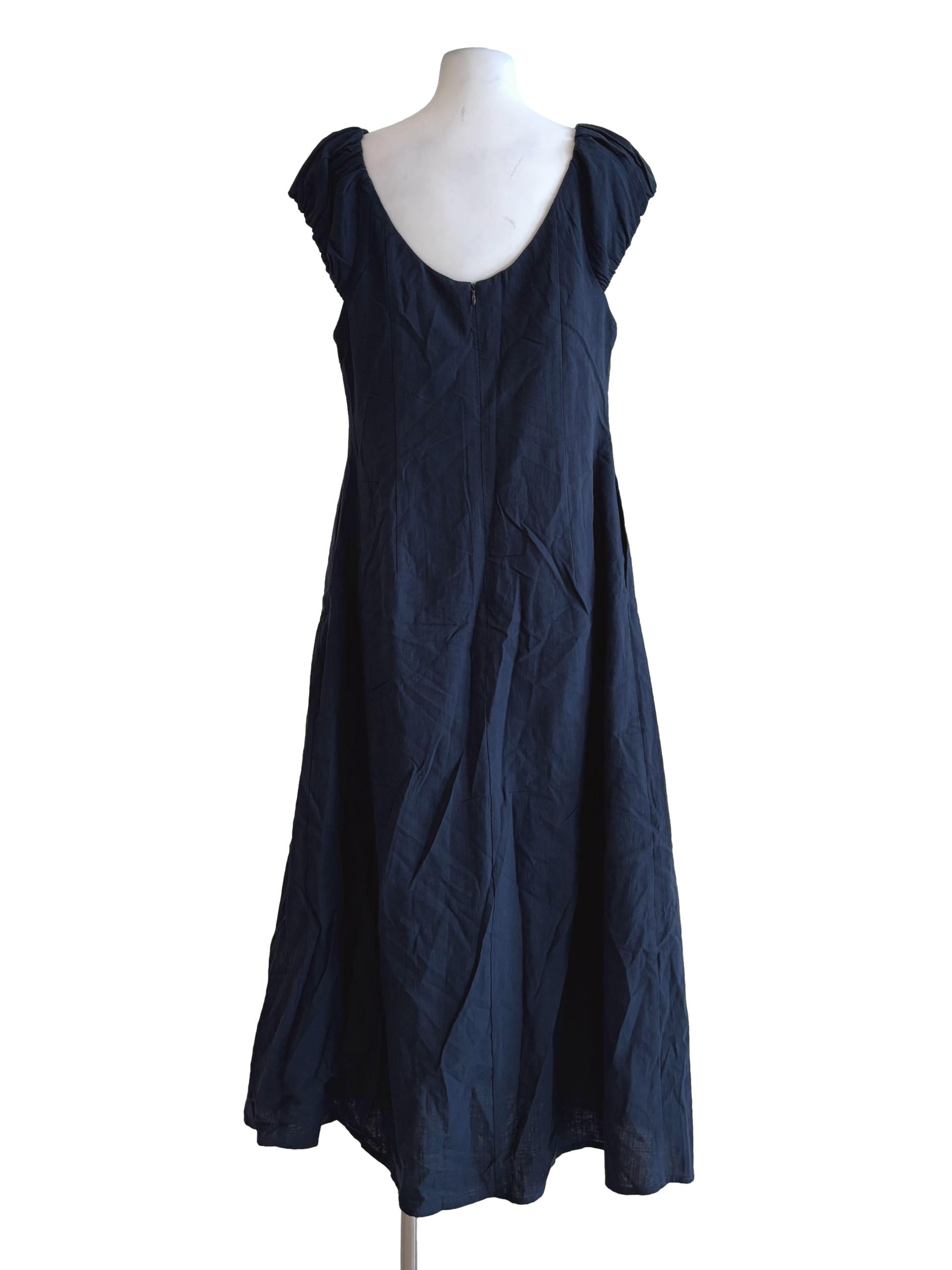 Navy Blue Sleeveless Cotton Dress TCL