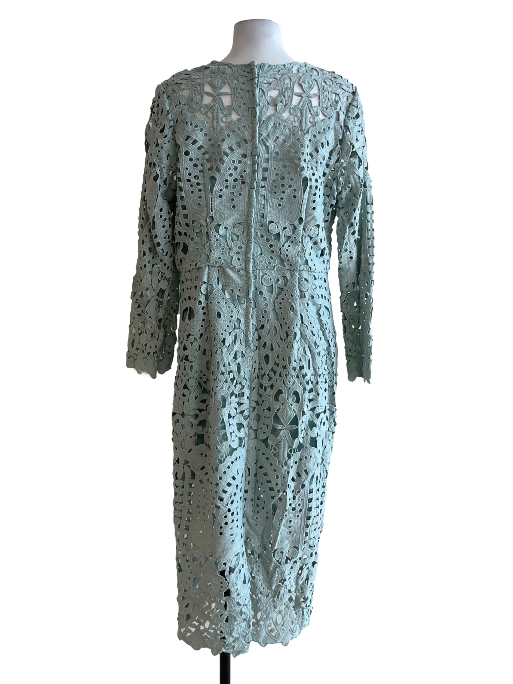 Mint Blue Lace Empire Dress