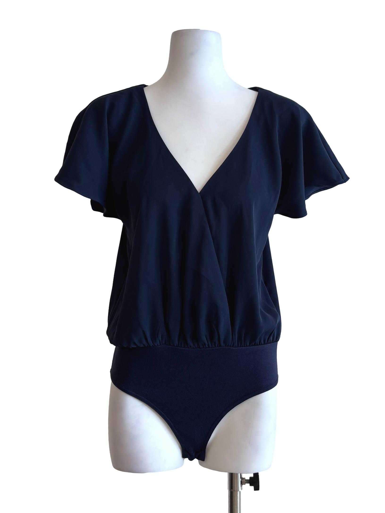 Navy Blue Chiffon Bodysuit LB