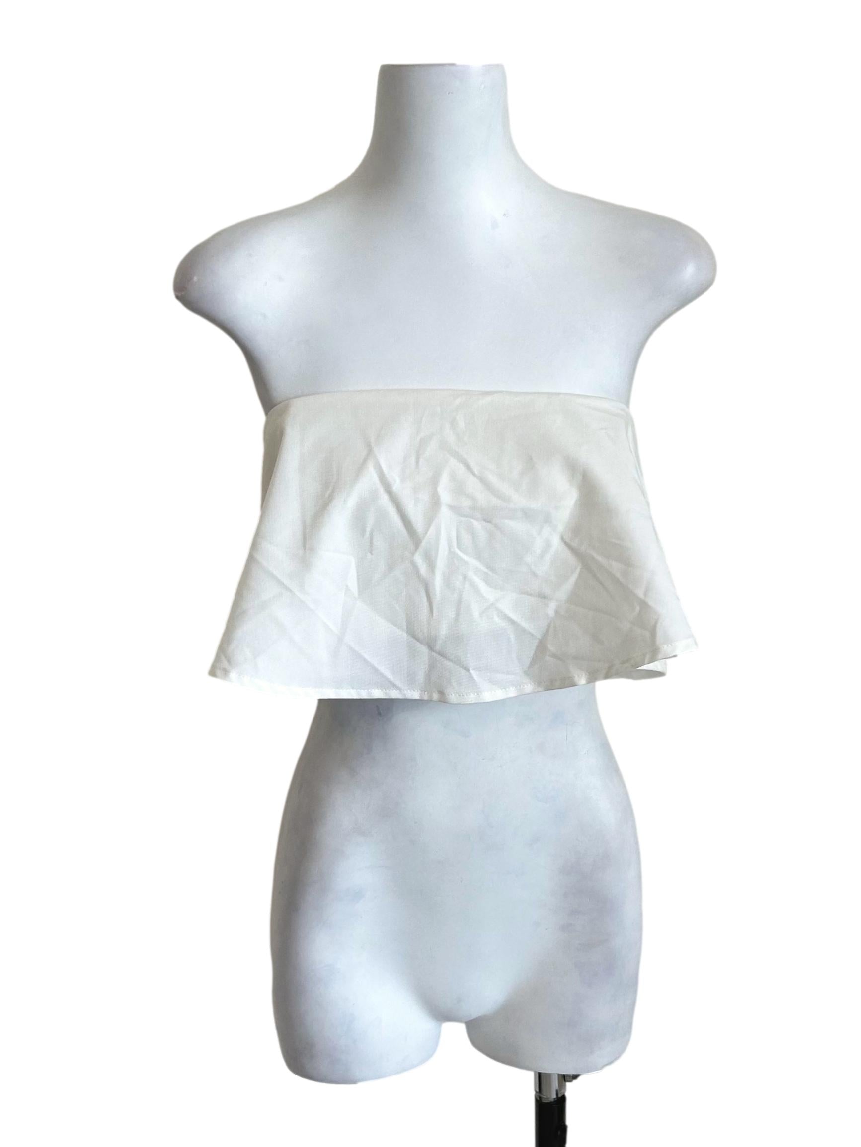 Off White Flounce Tube Top