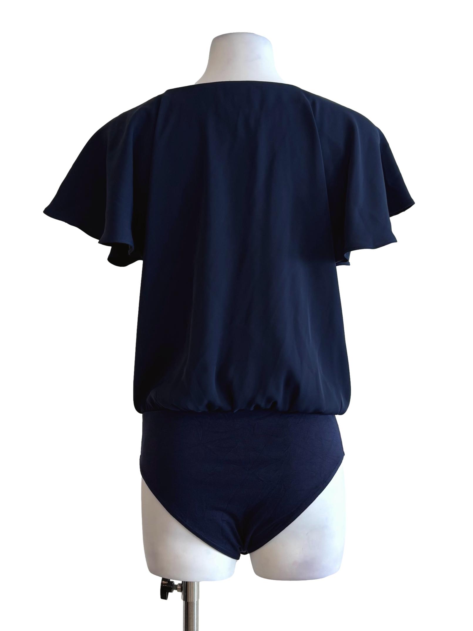 Navy Blue Chiffon Bodysuit LB