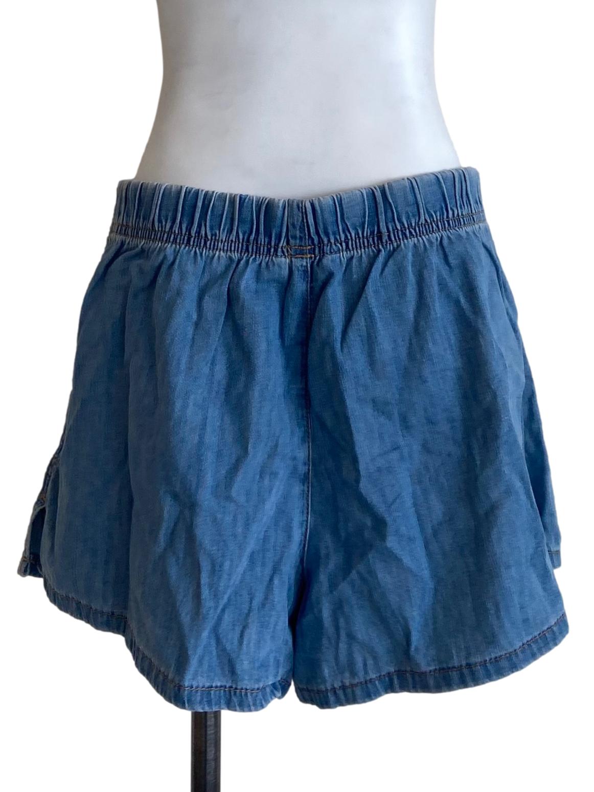 Blue Herringbone Shorts