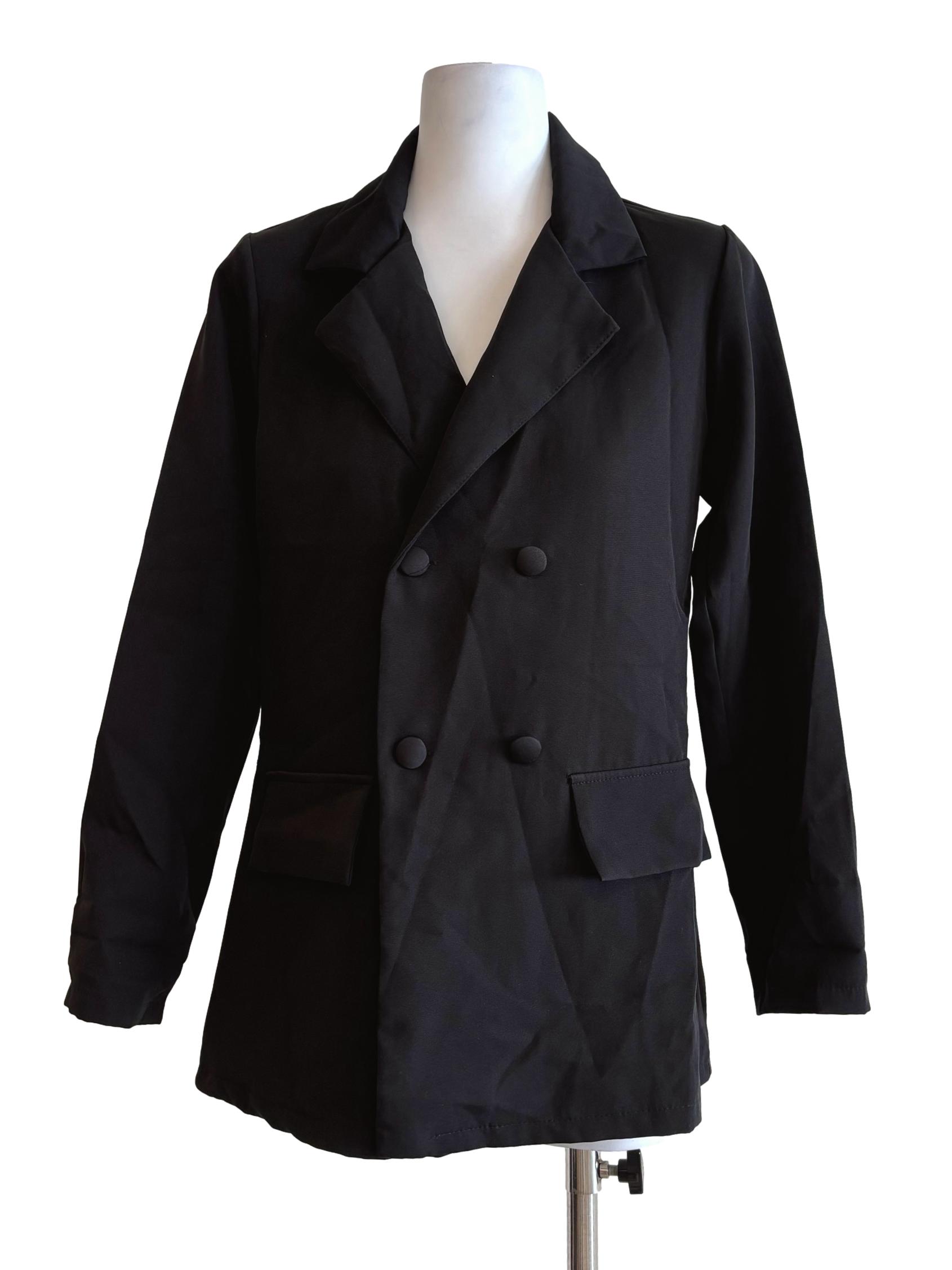 Soft Black Double Button Coat