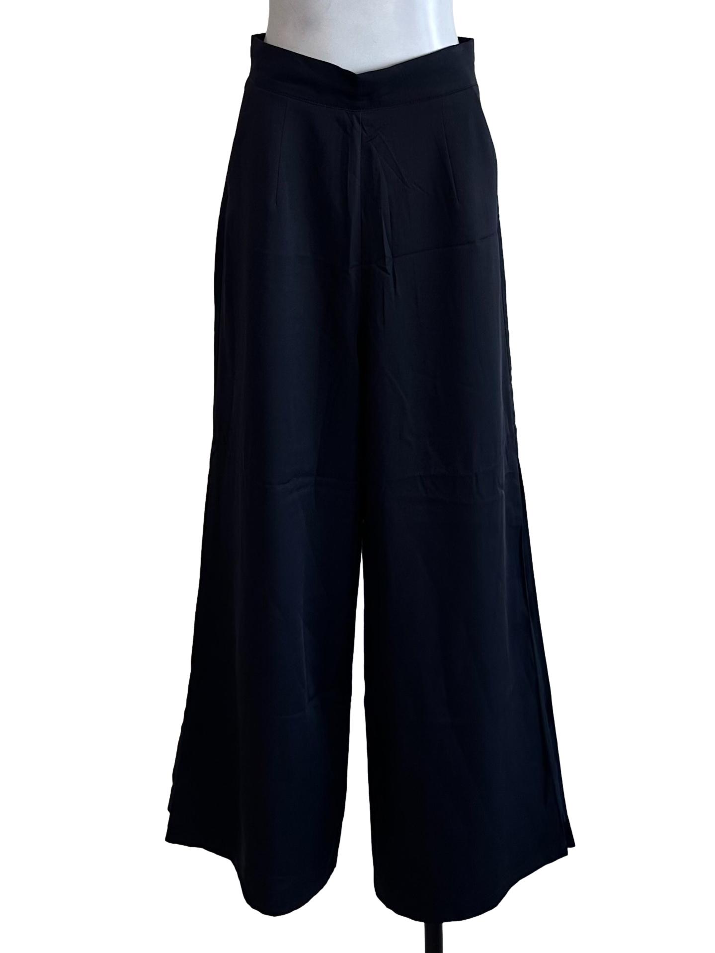 Midnight Blue High Waist Slit Pants