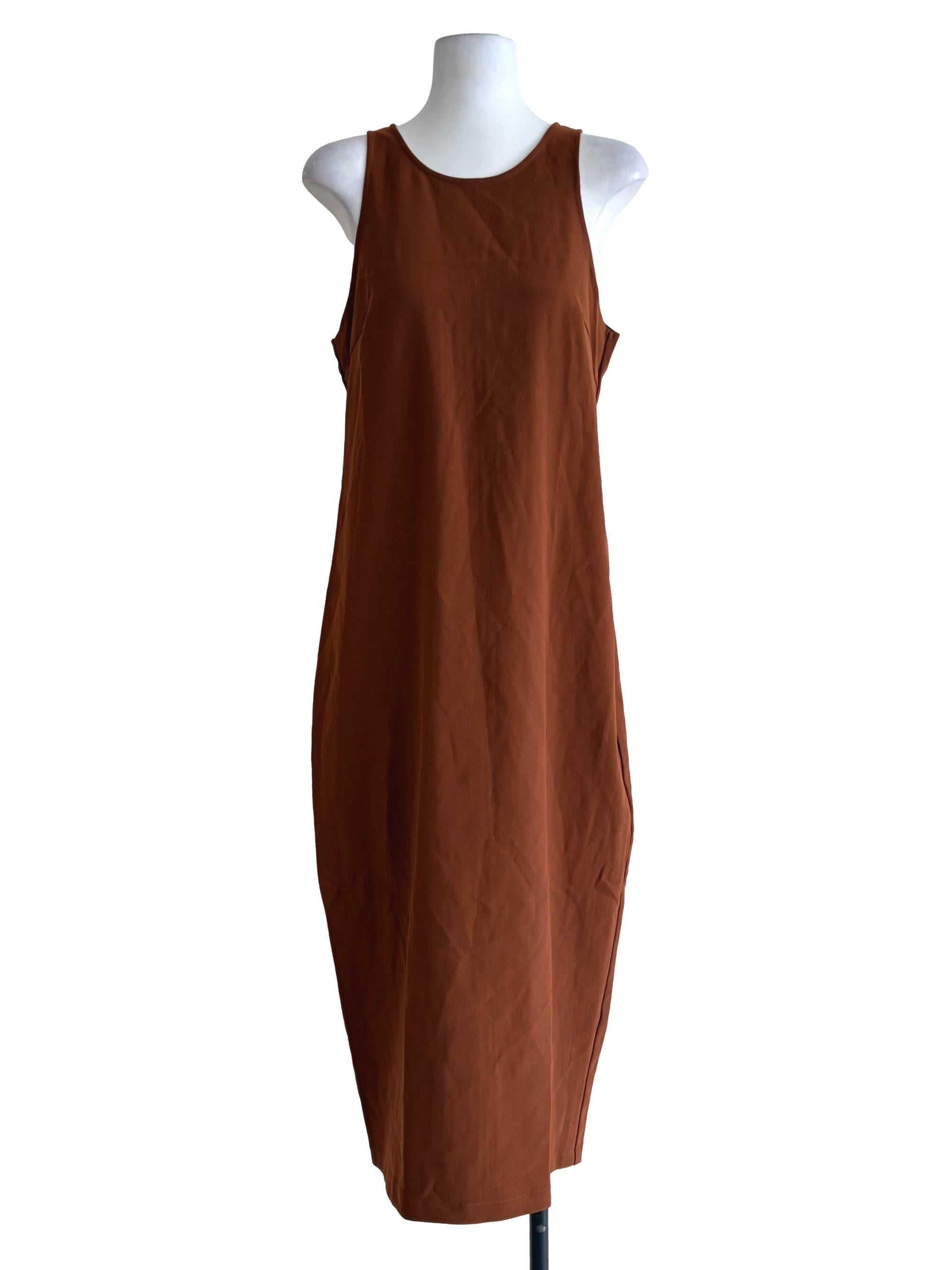 Pecan Brown Sleeveless Shift Dress