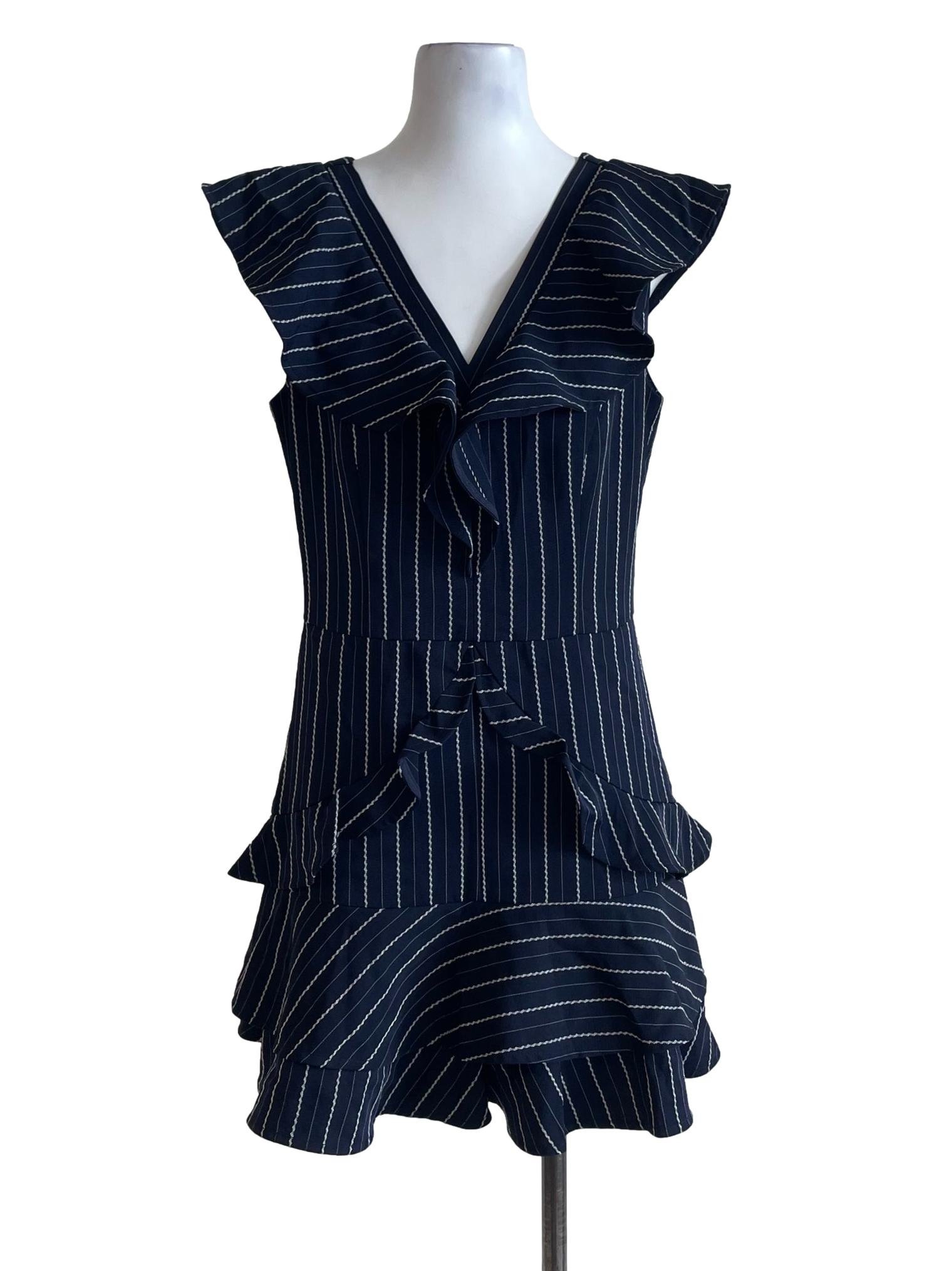 Dark Blue With White Stripes Rompers