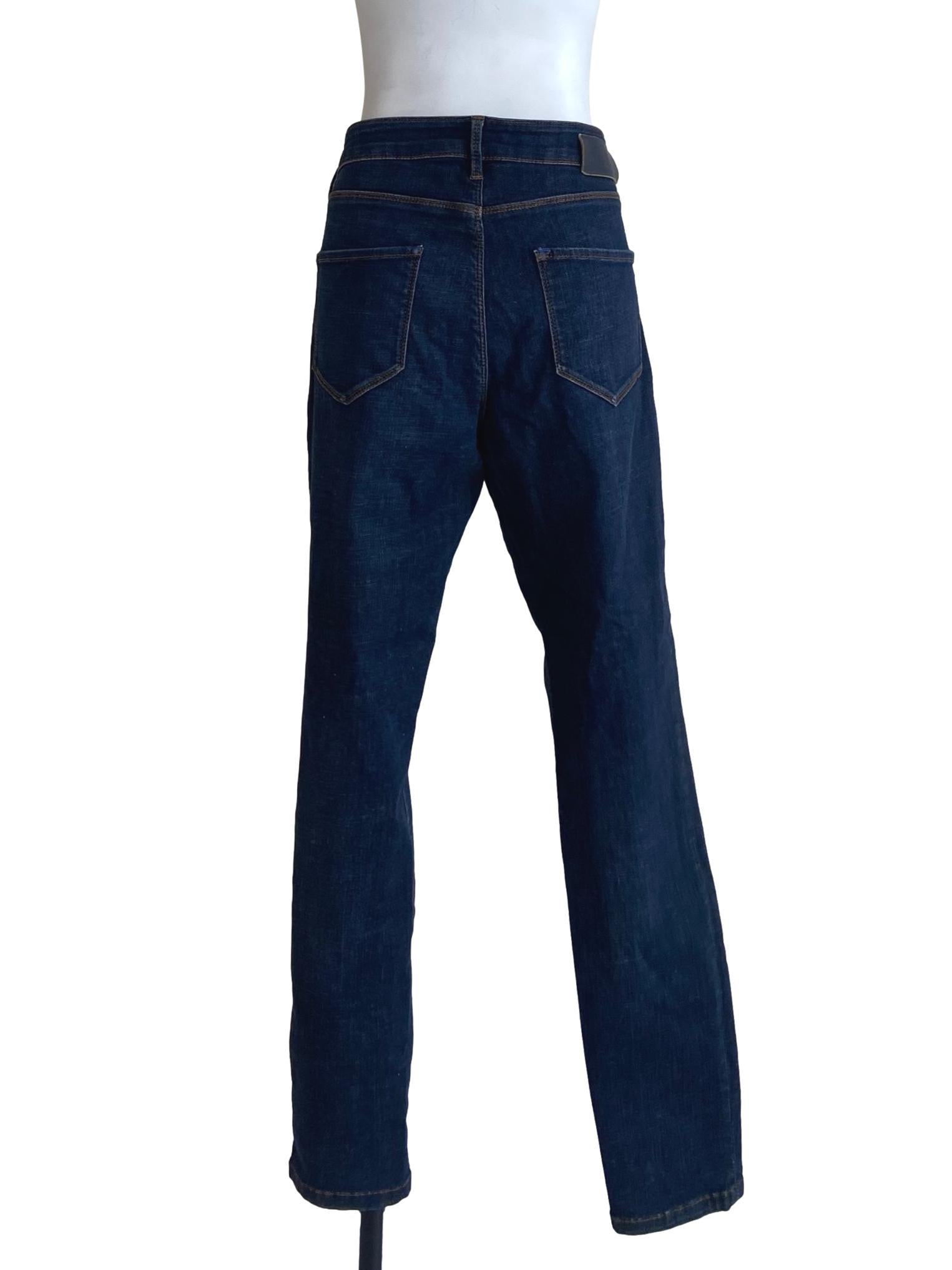 Blue Herringbone Straight Jeans