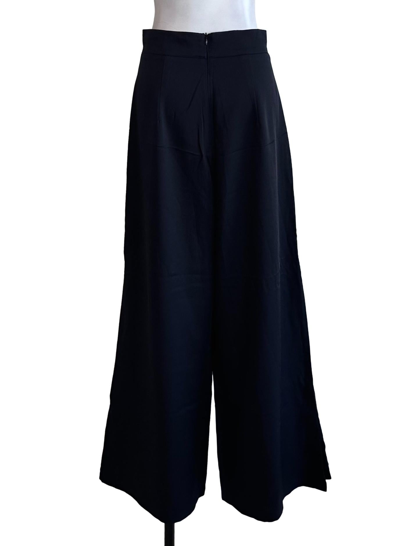 Midnight Blue High Waist Slit Pants