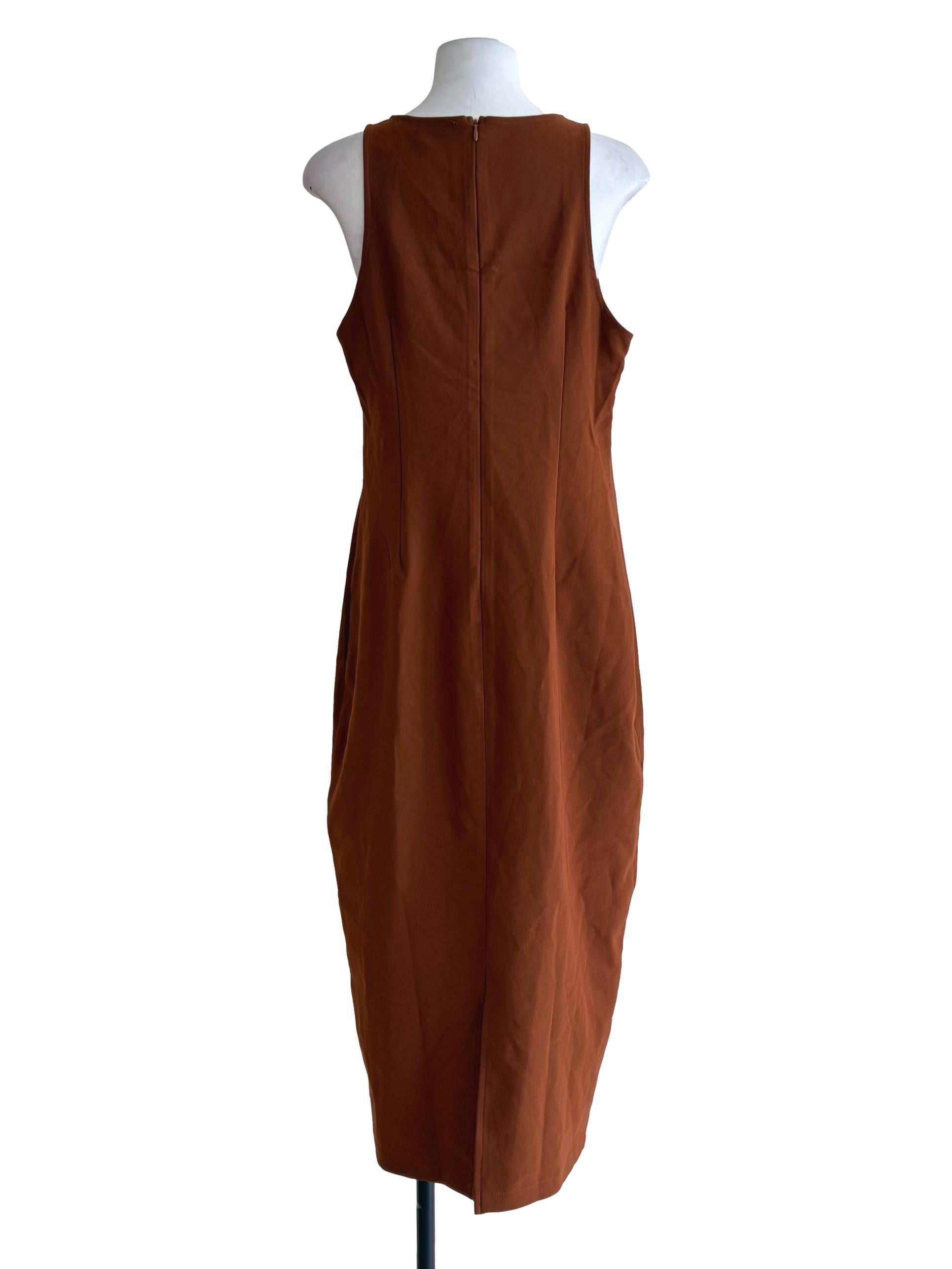 Pecan Brown Sleeveless Shift Dress