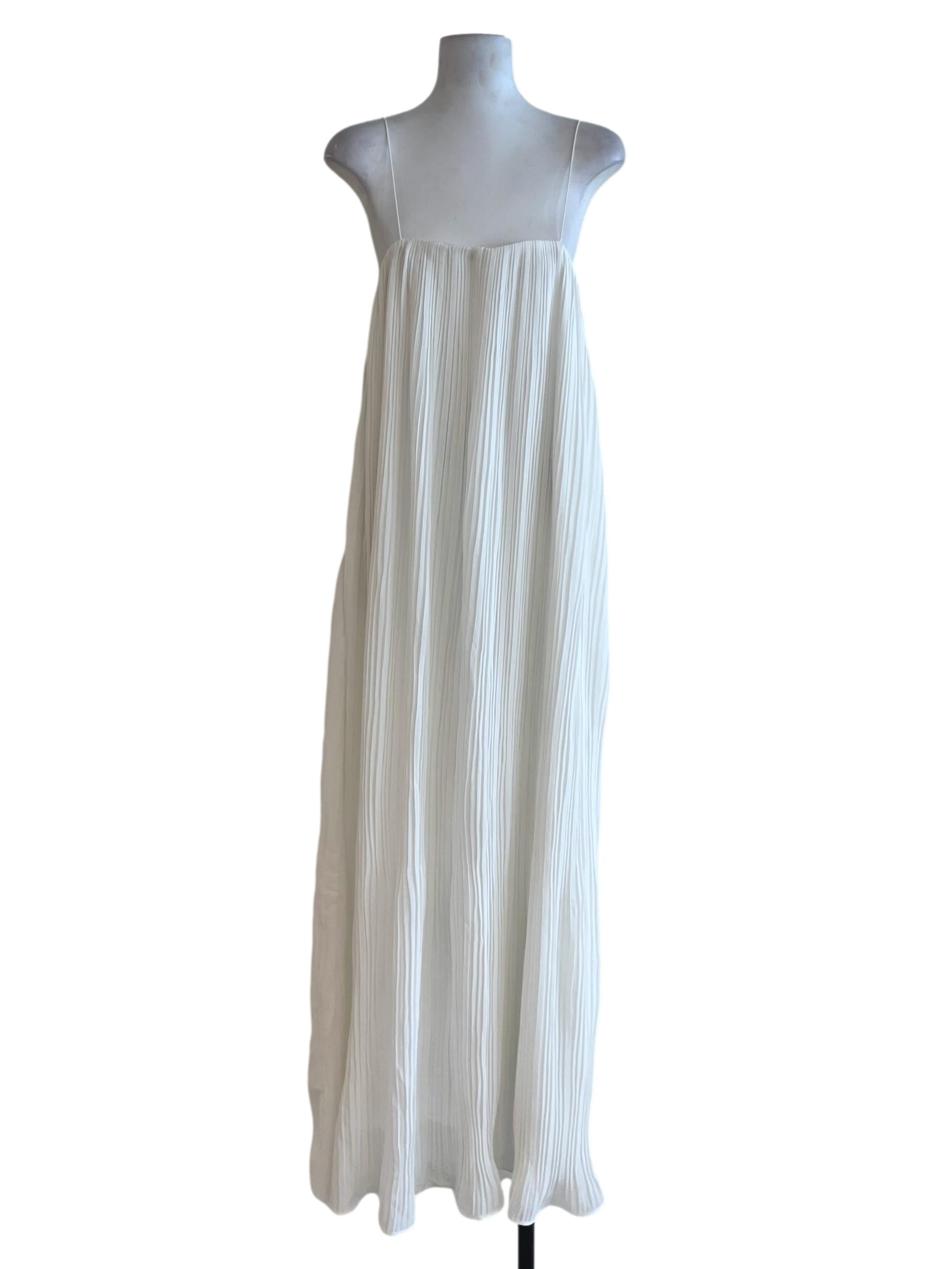 White Pleated Shift Dress