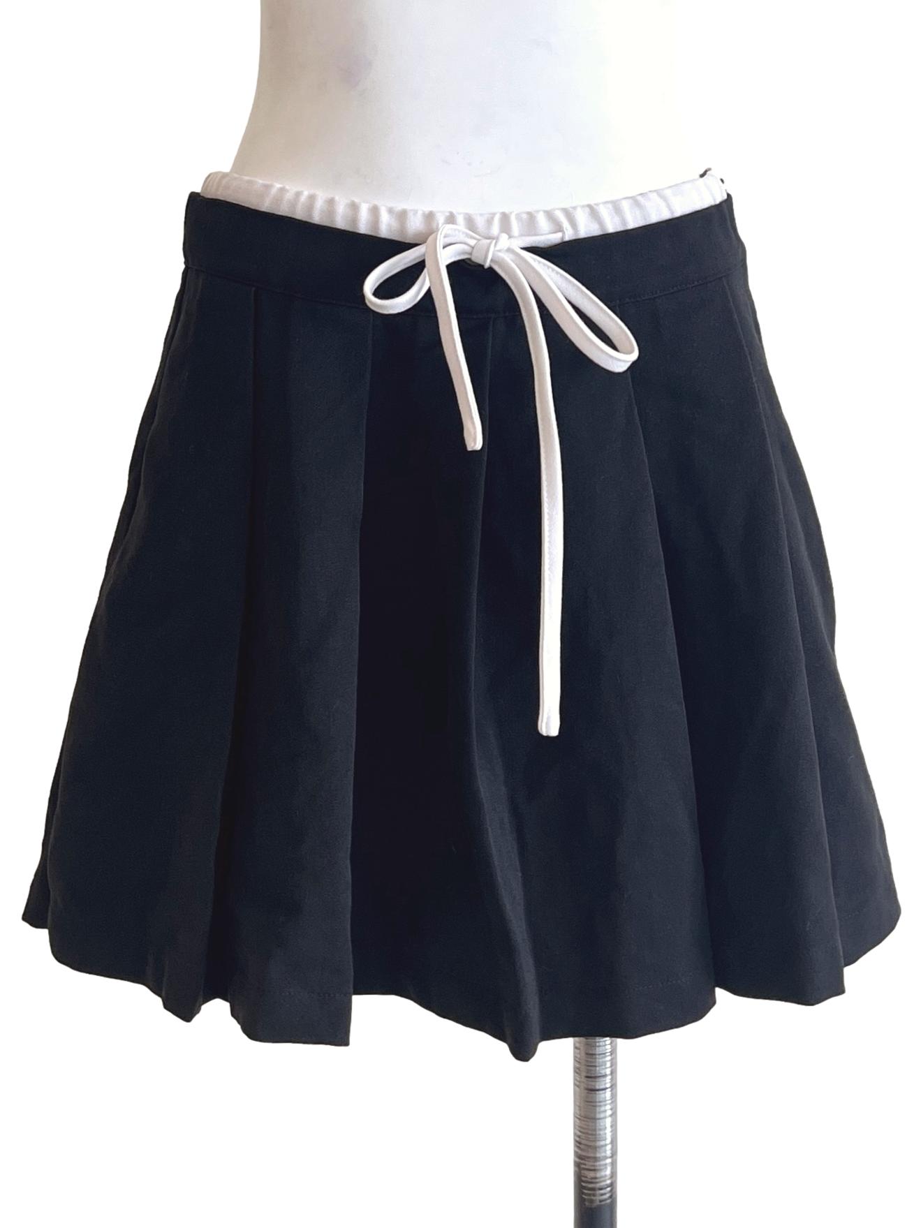 Ink Black Waist Pleated Skorts TWL