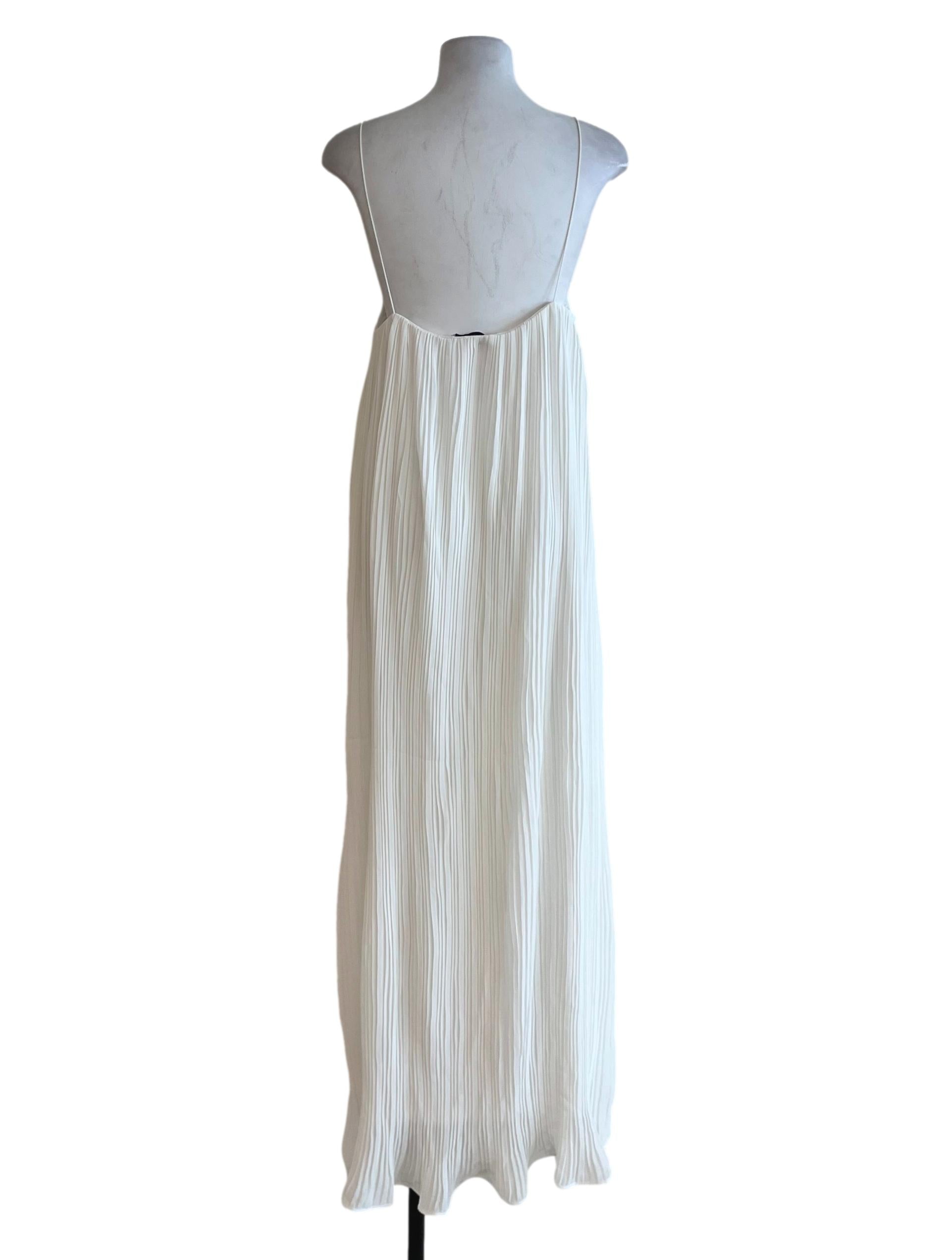 White Pleated Shift Dress
