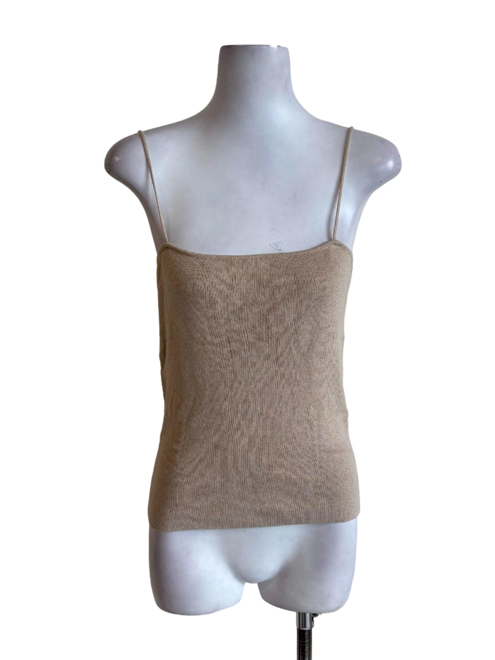Beige Knitted Slip Top