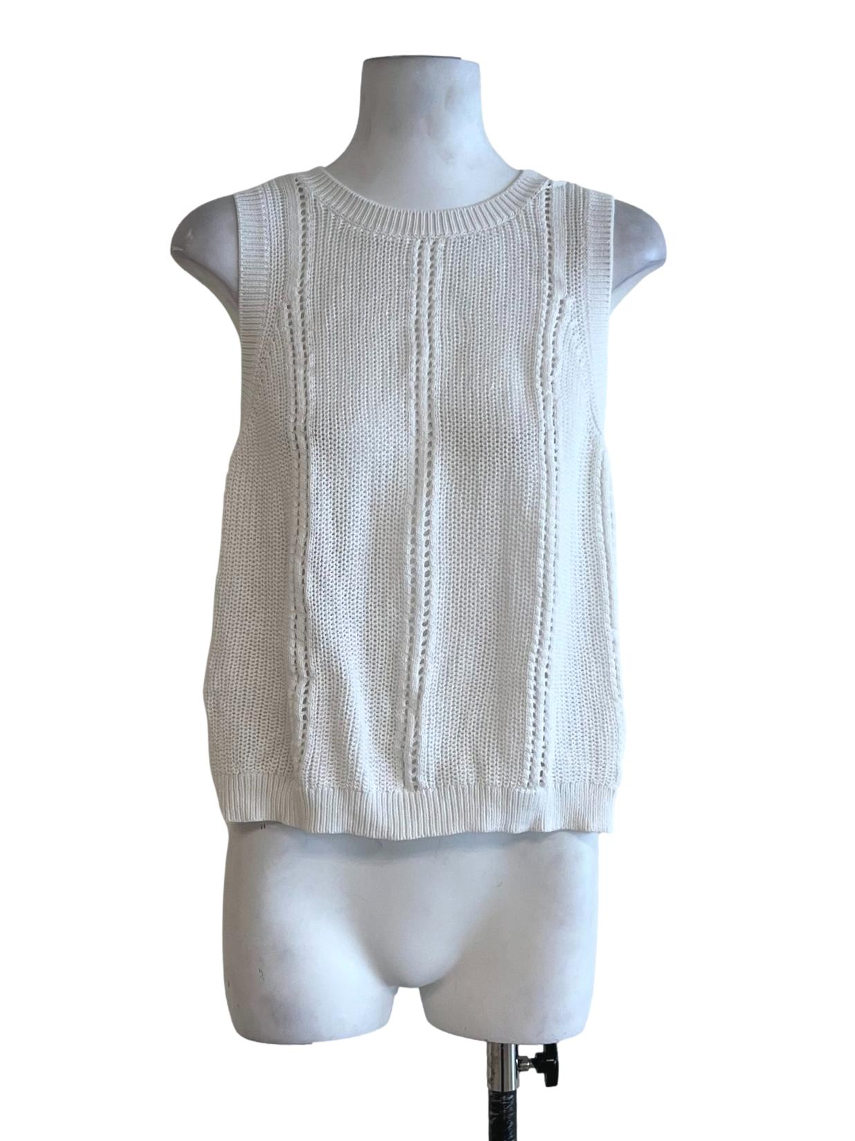 White Knitted Sleeveless Top