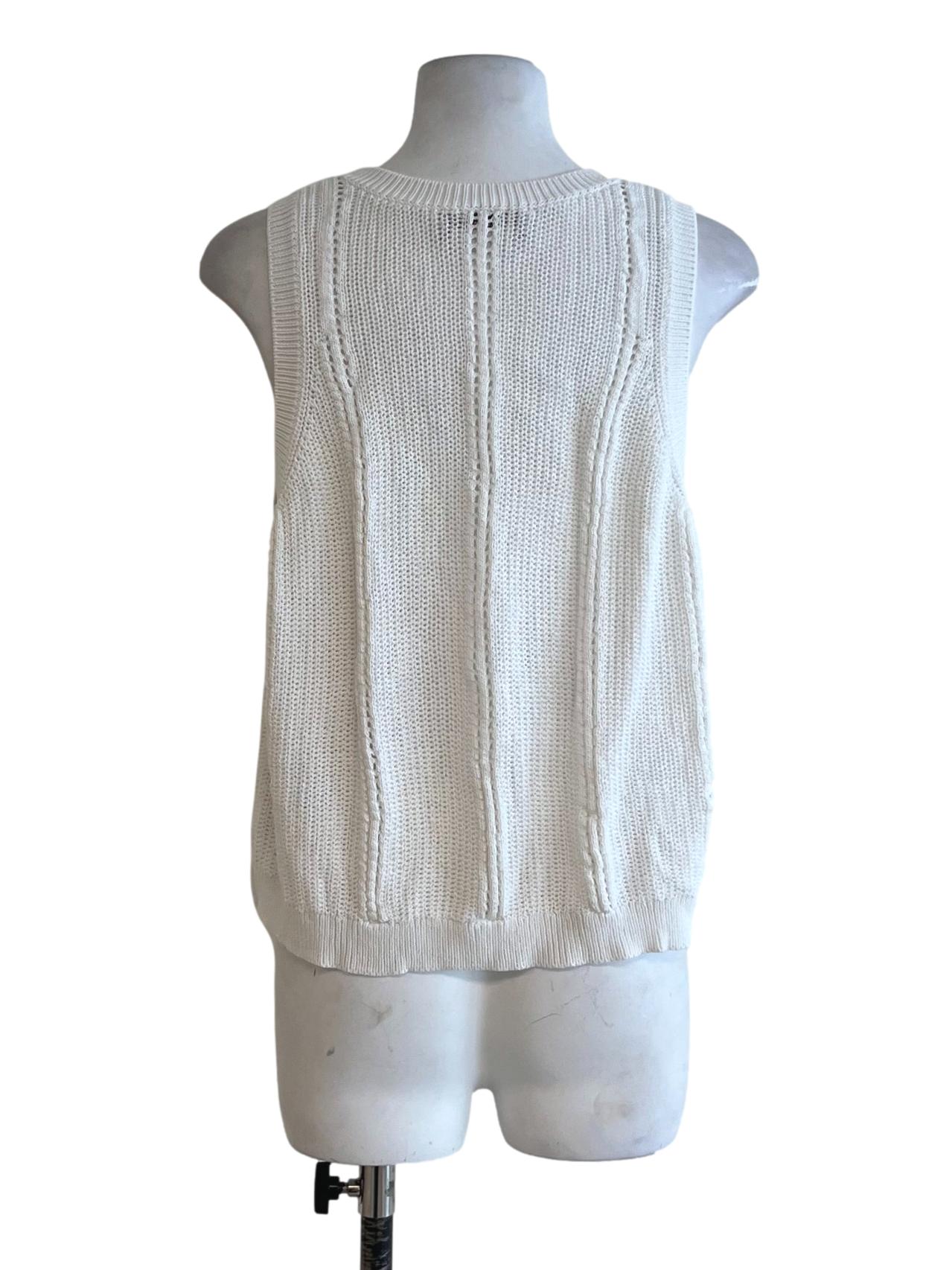 White Knitted Sleeveless Top