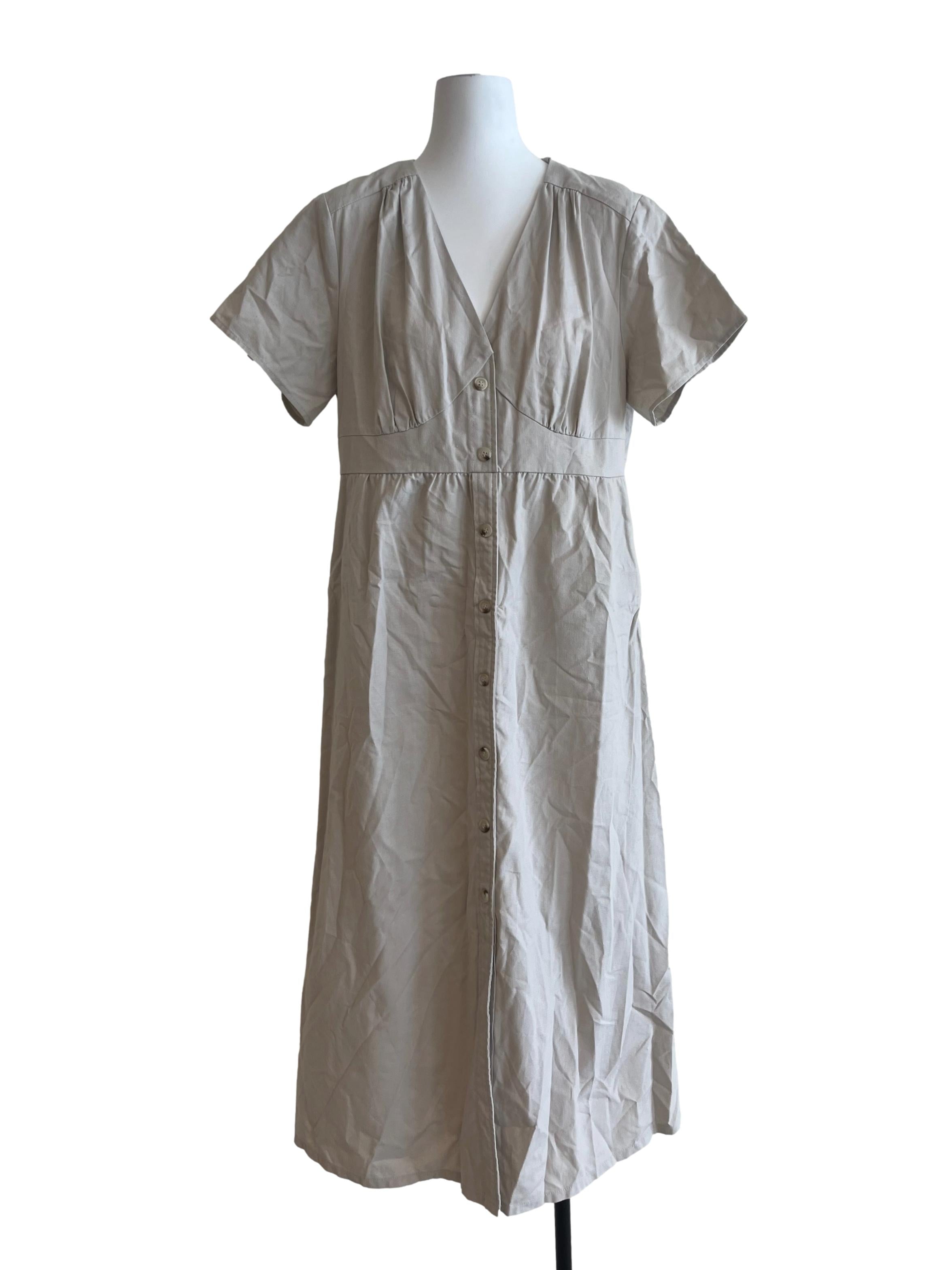 Light Grey V Neck Dress