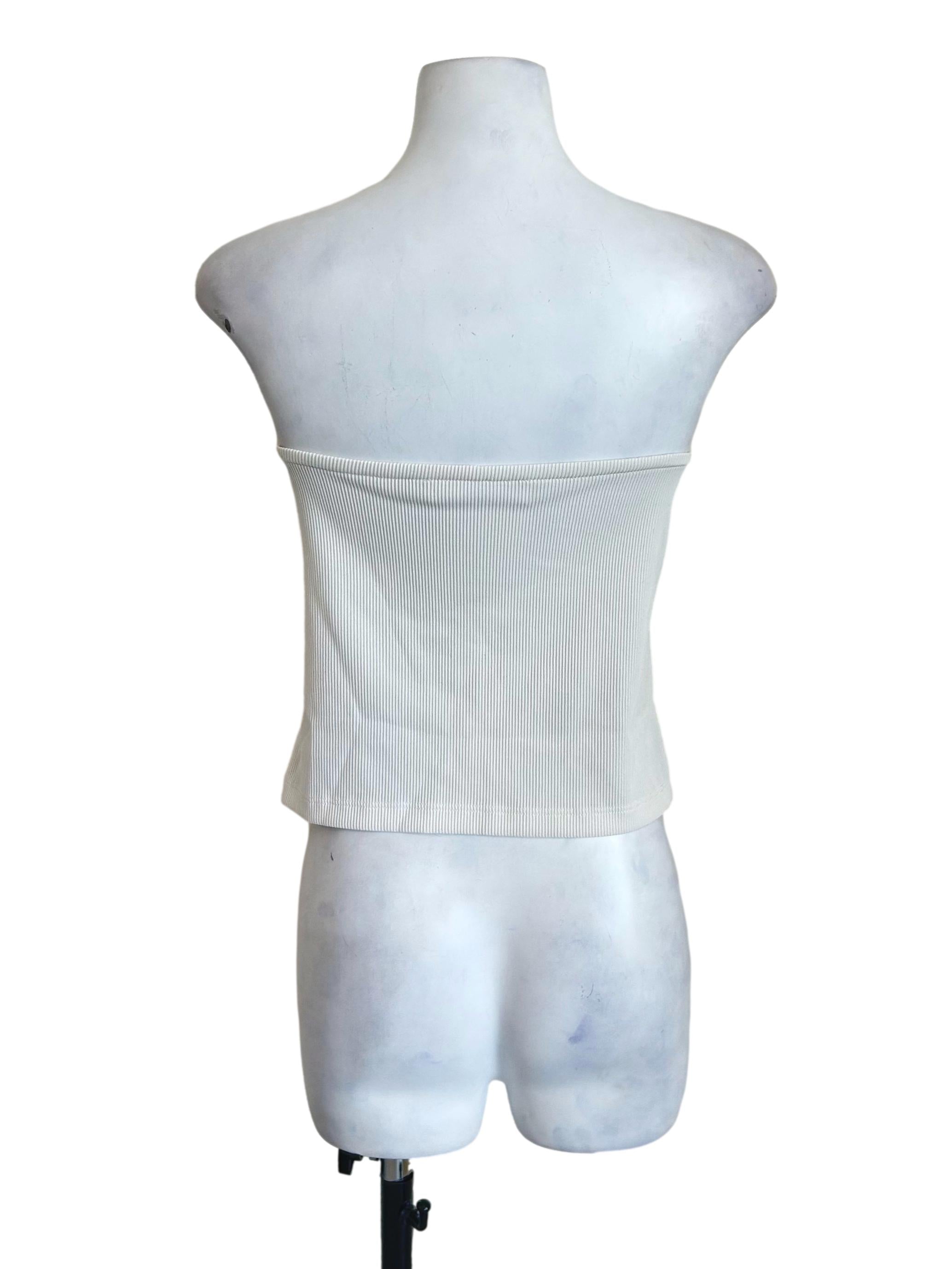 White Ribbed Knit Tube Top