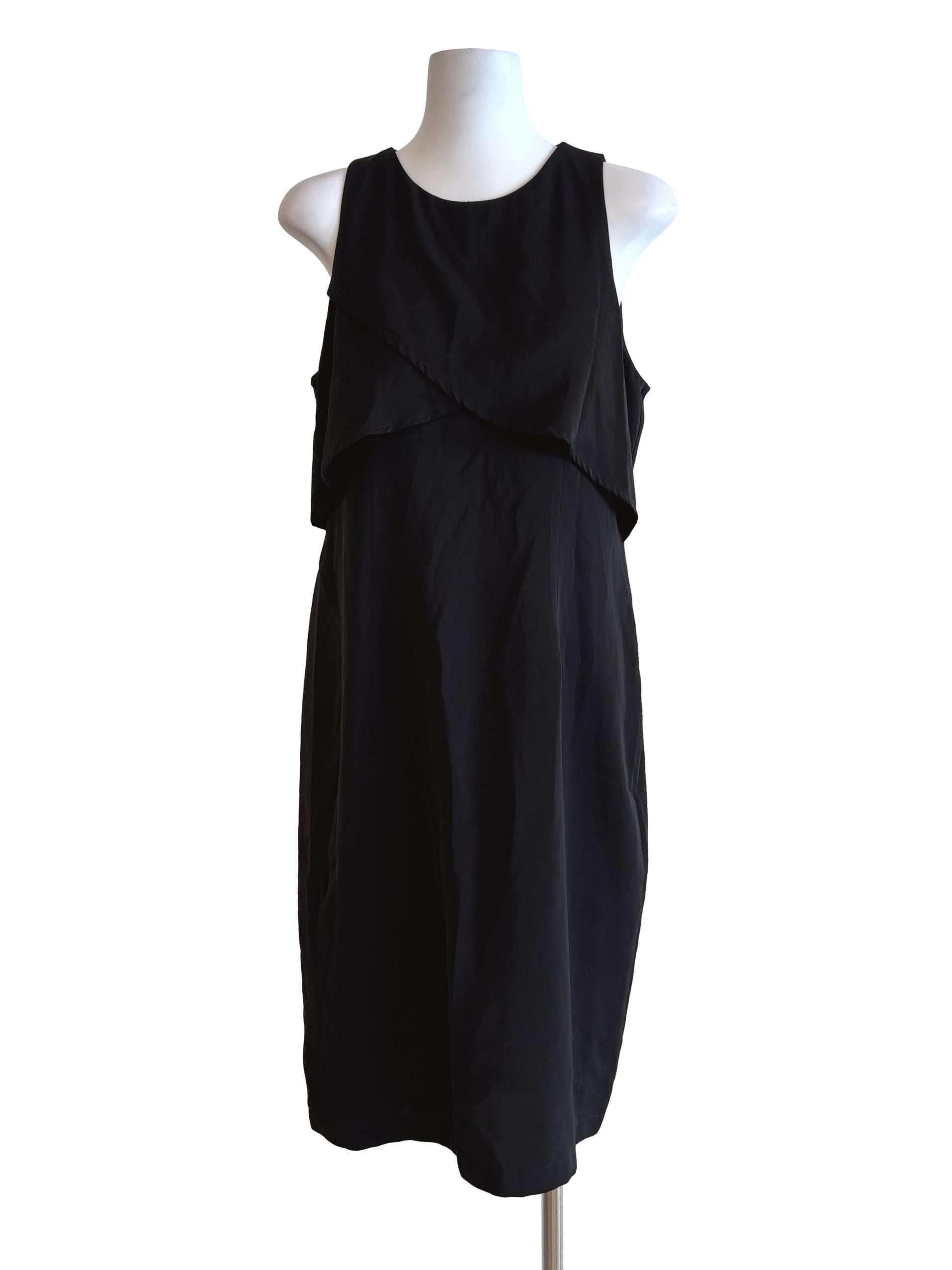 Jet Black Sleeveless Drape Dress TTR