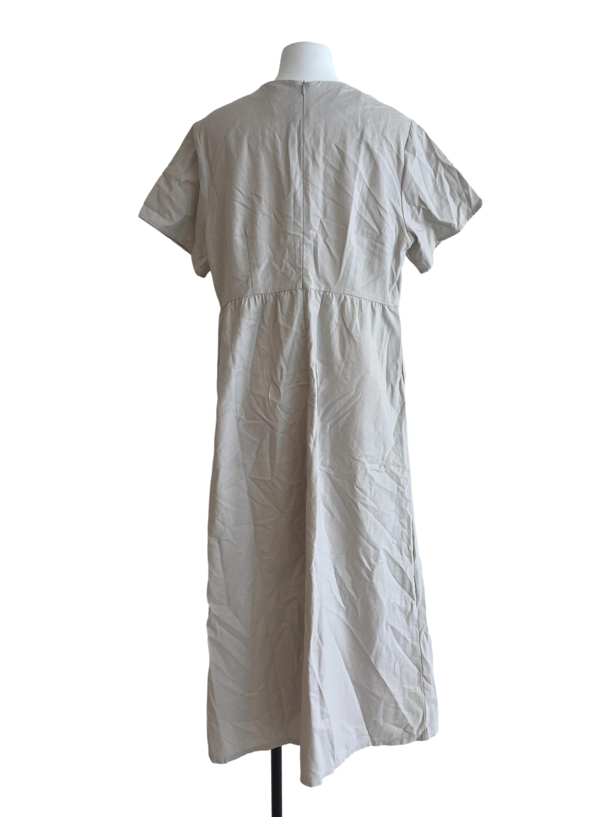 Light Grey V Neck Dress