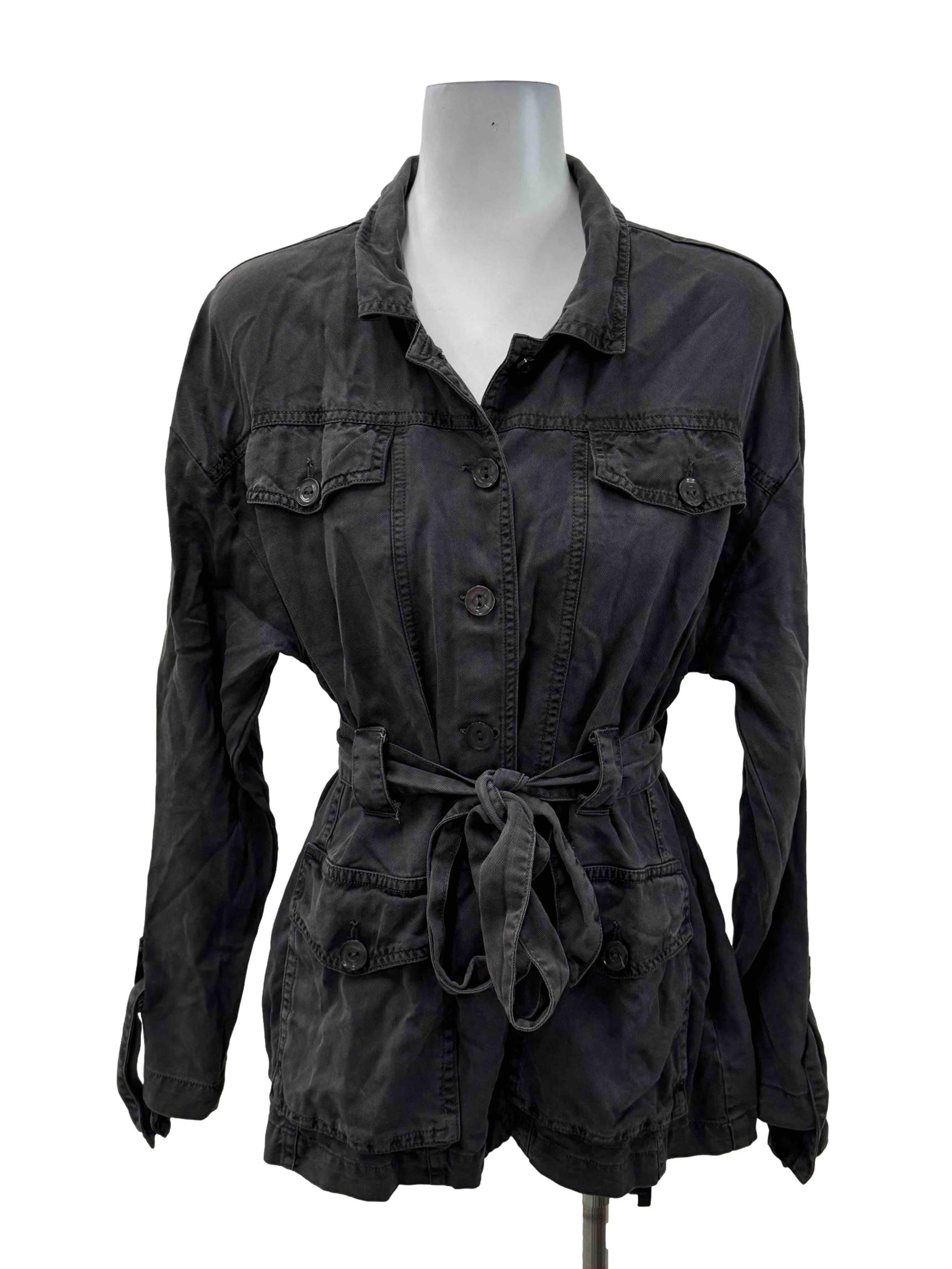 Grey Washed Button Blouse