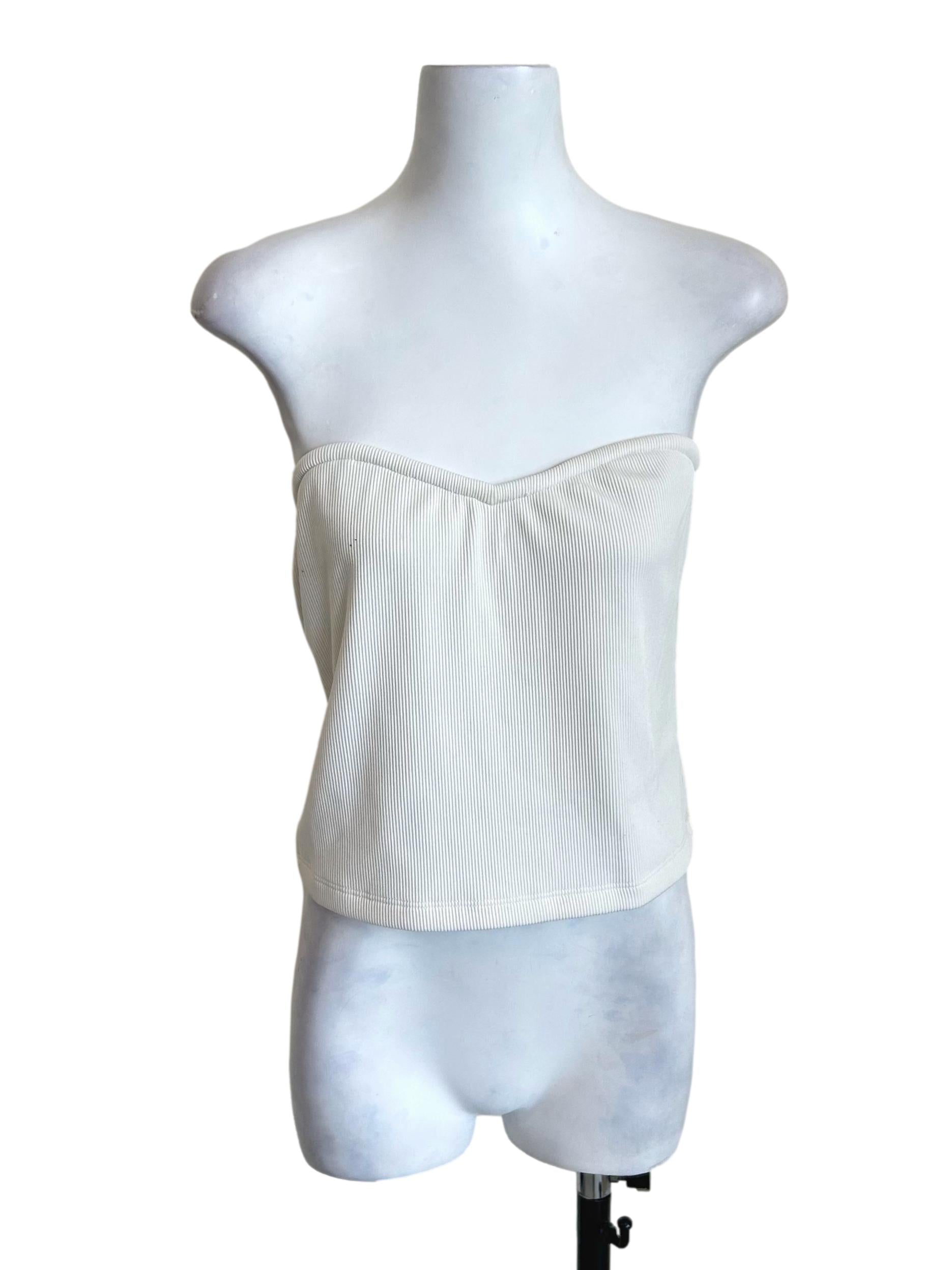 White Ribbed Knit Tube Top