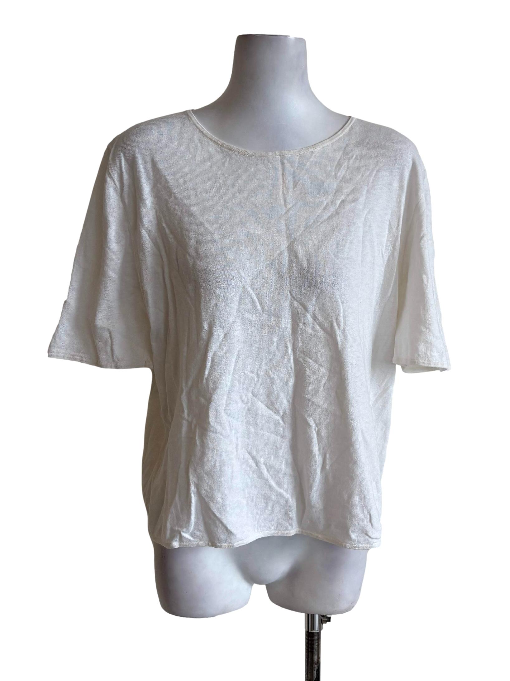 White Knitted Short Sleeves Top